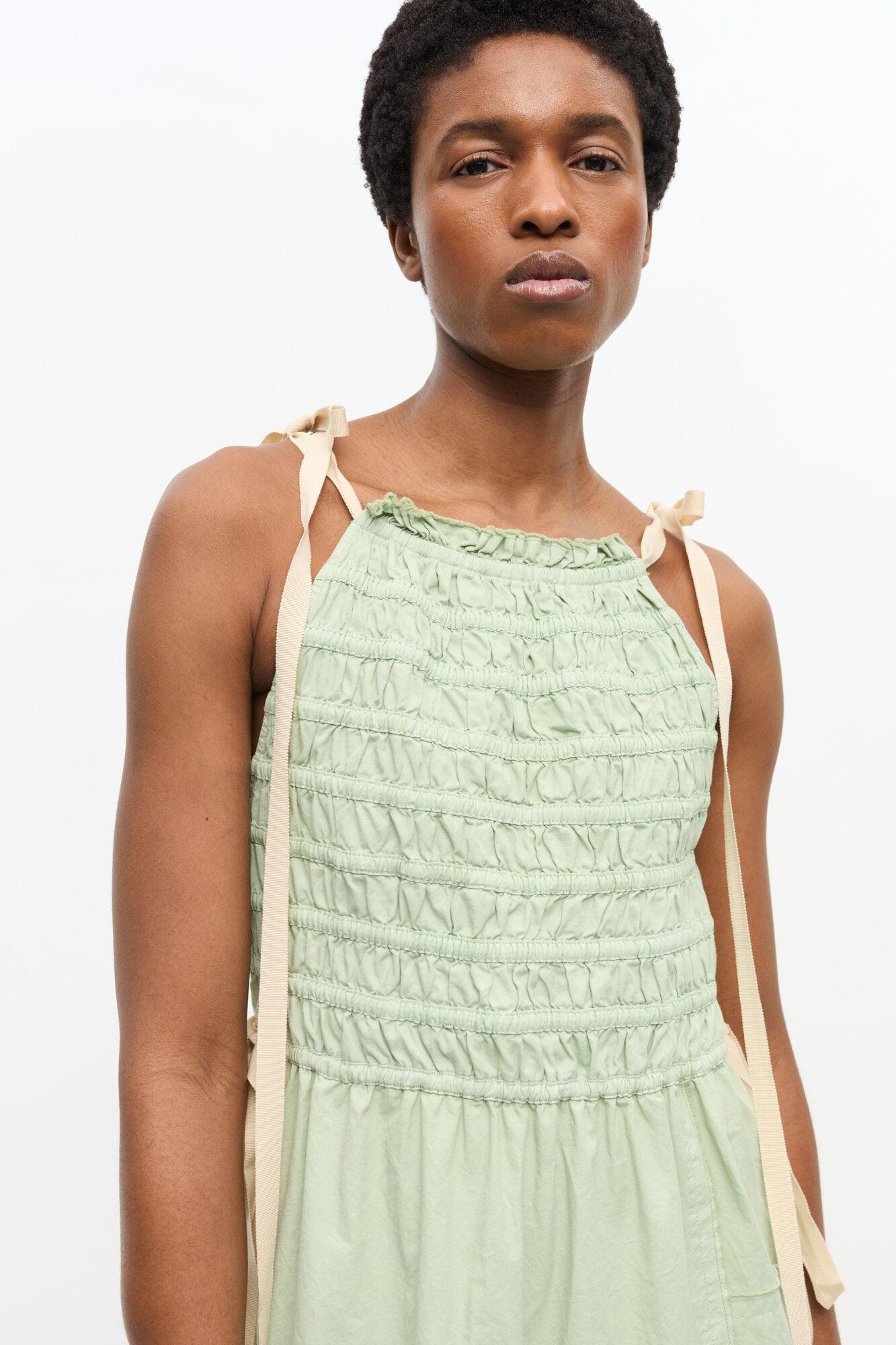 Light Green Smocked Tiered Dress Product Image