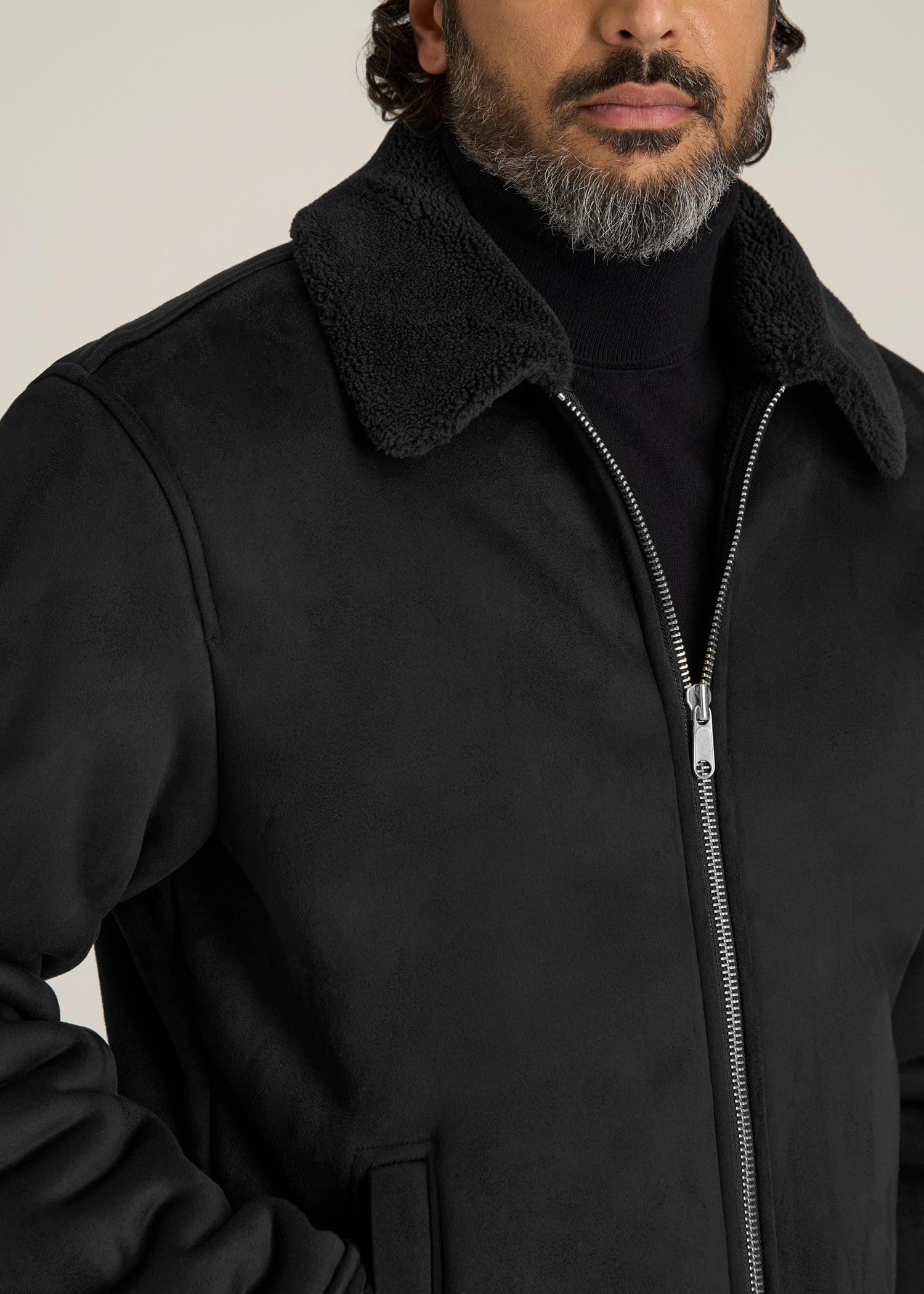 Sherpa Bomber Jacket for Tall Men in Black Male Product Image