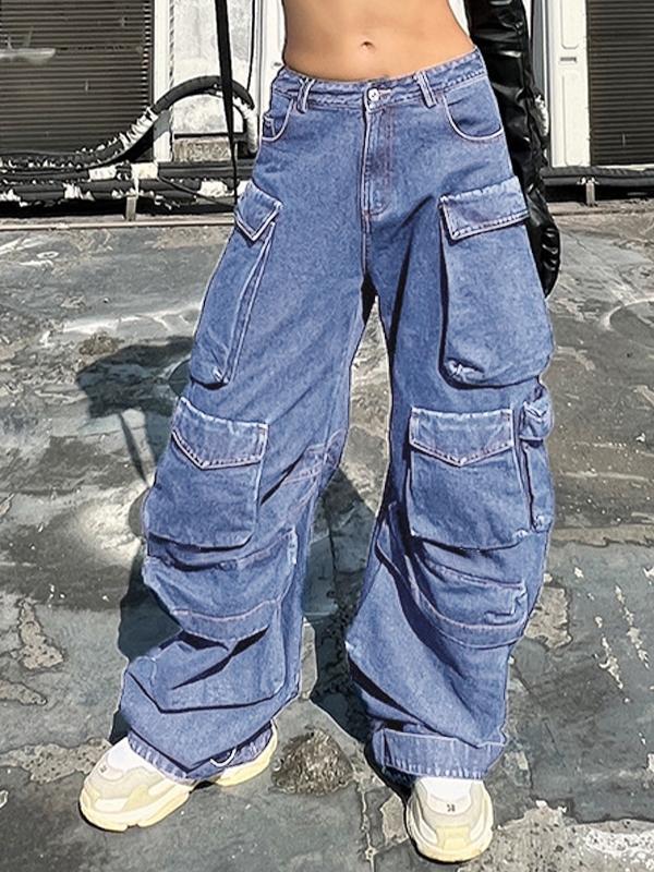 Washed Multi Pocket Cargo Jeans Product Image