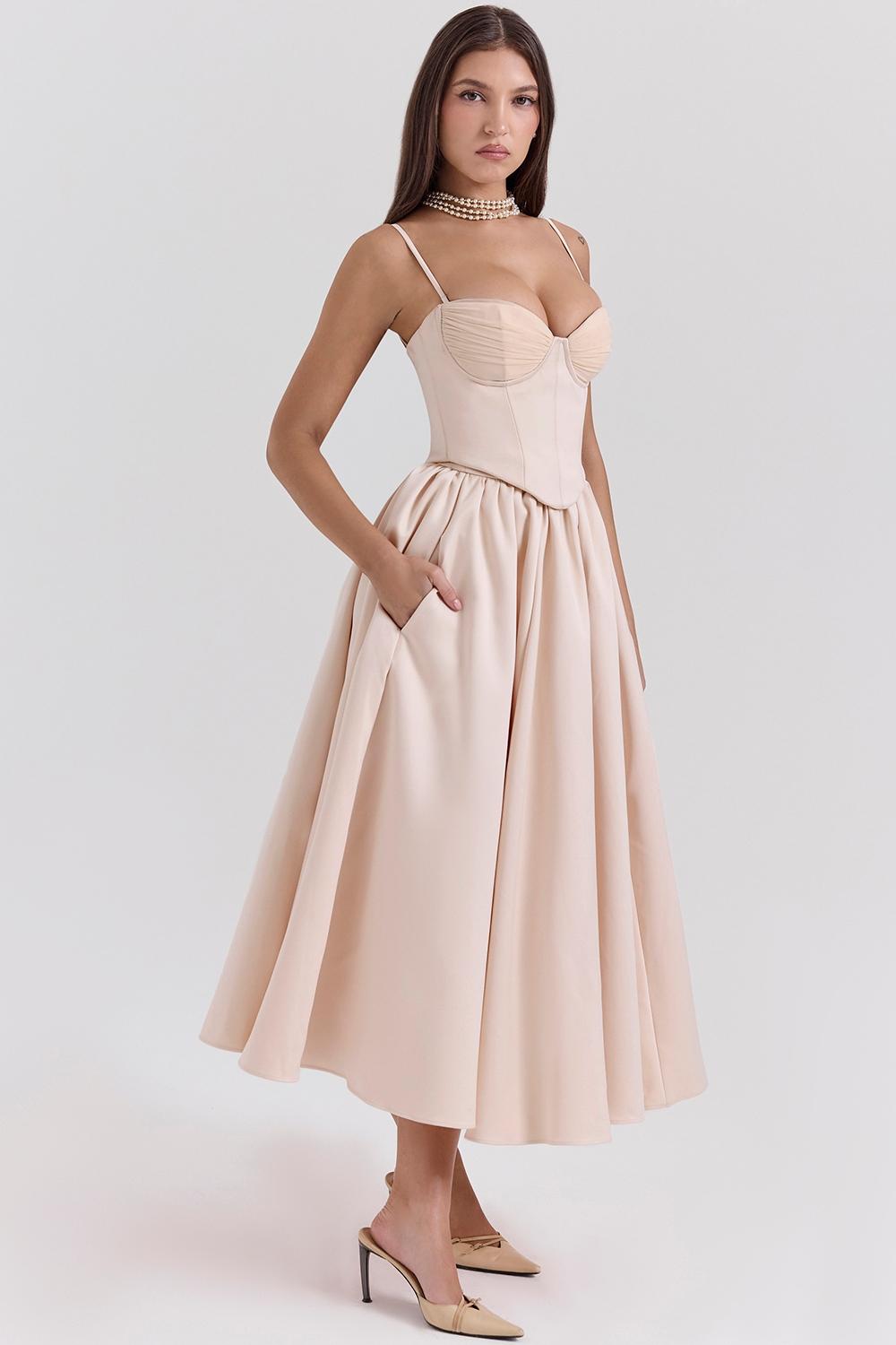 Perfect  peach satin corset and skirt - sale Product Image