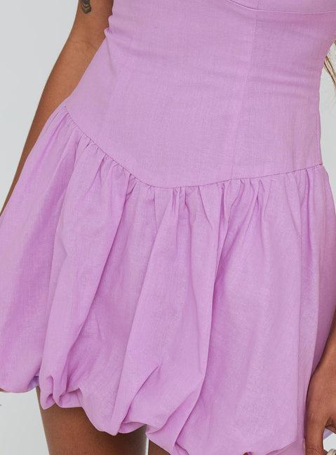 Cicely Bubble Hem Mini Dress Lilac Product Image