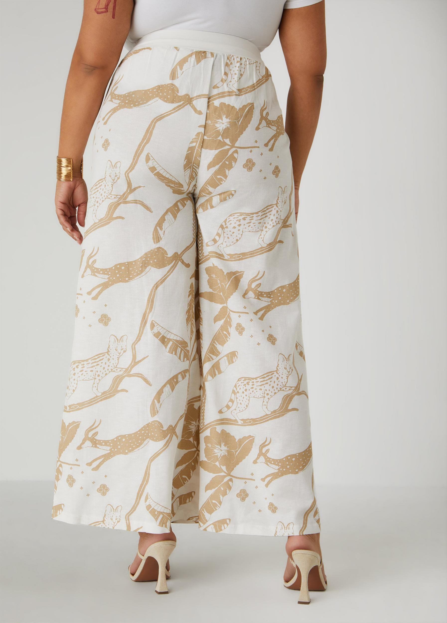 Printed Pull On Wide Leg Pants Product Image