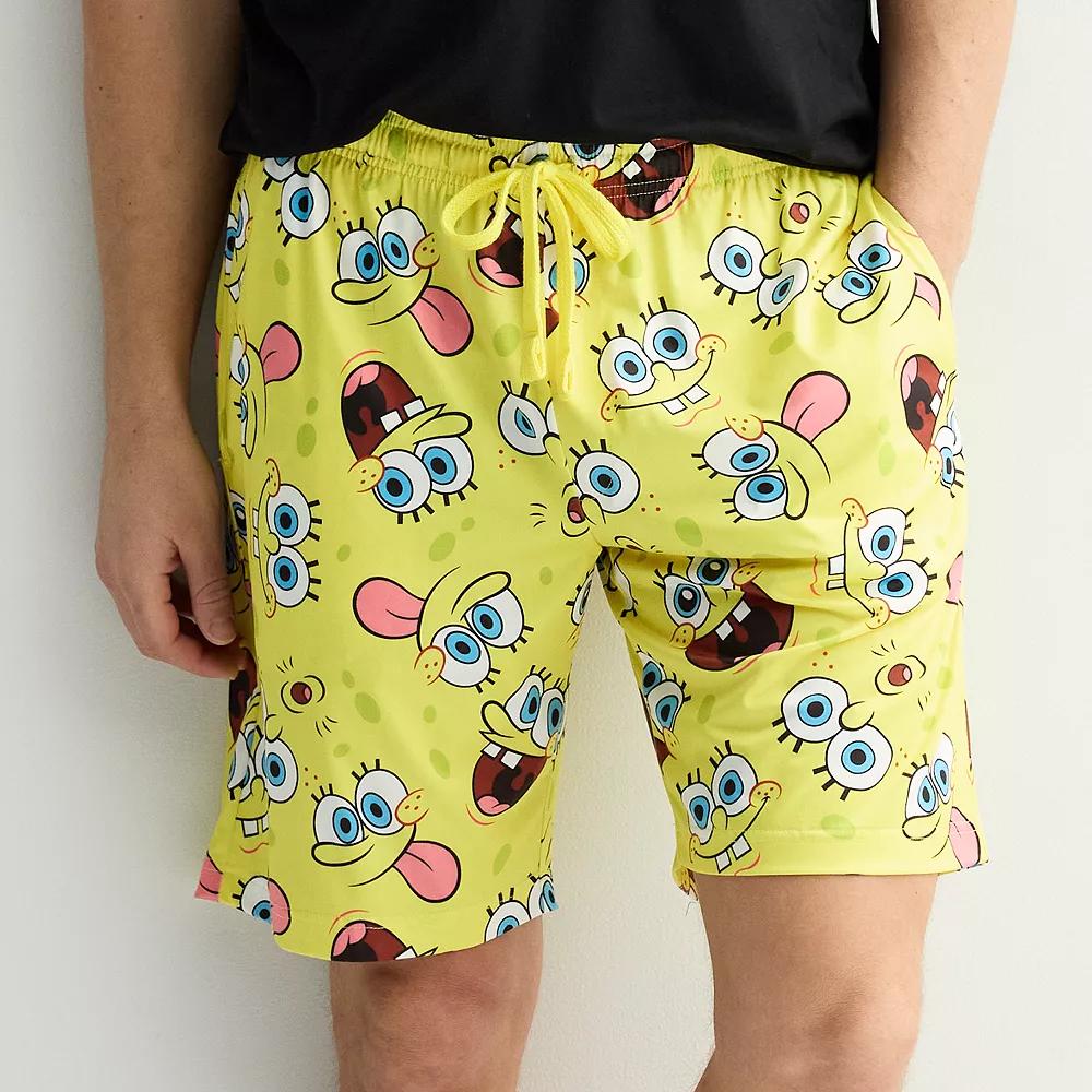 Men's Nickelodeon SpongeBob SquarePants Allover Sleep Shorts, Size: Large, Black Product Image