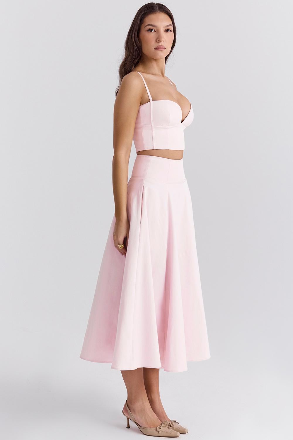 Rita  ballerina pink a-line midi skirt Product Image