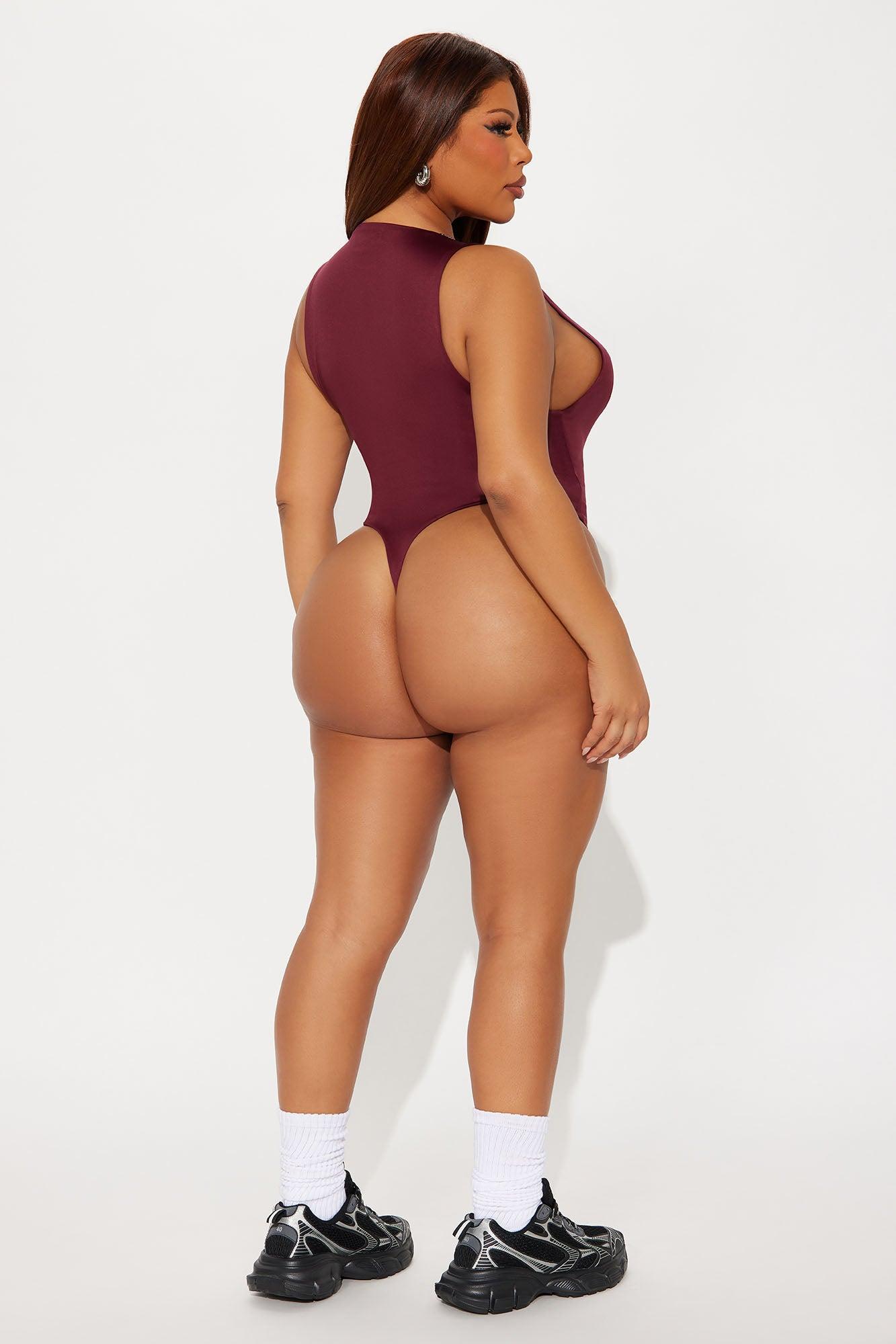 Contour Double Lined Scoop Neck Bodysuit - Wine Female Product Image