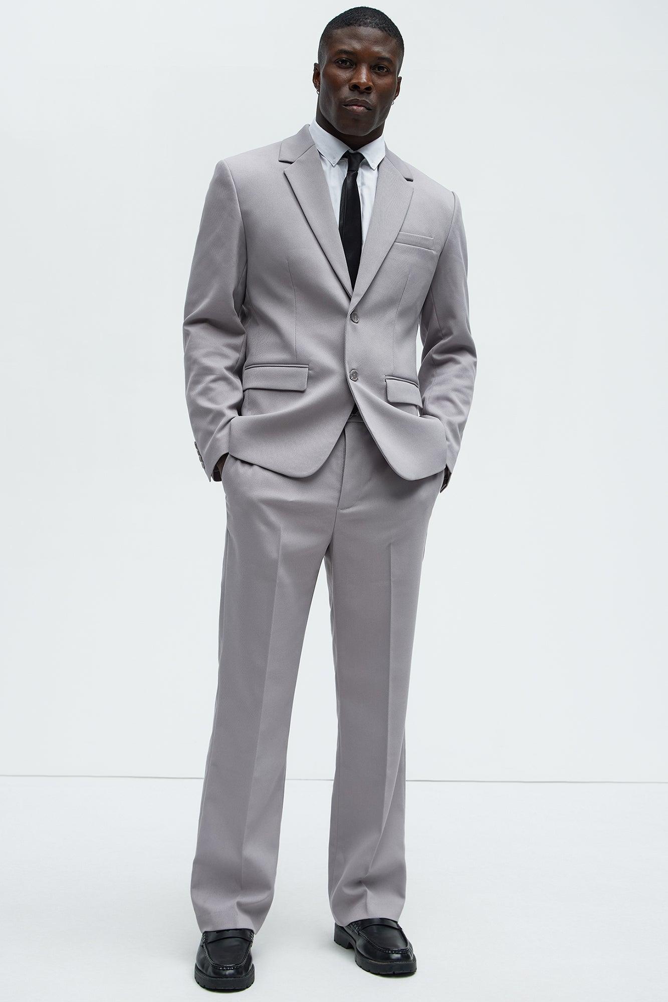 Kevin Twill Textured Straight Trousers - Grey Product Image