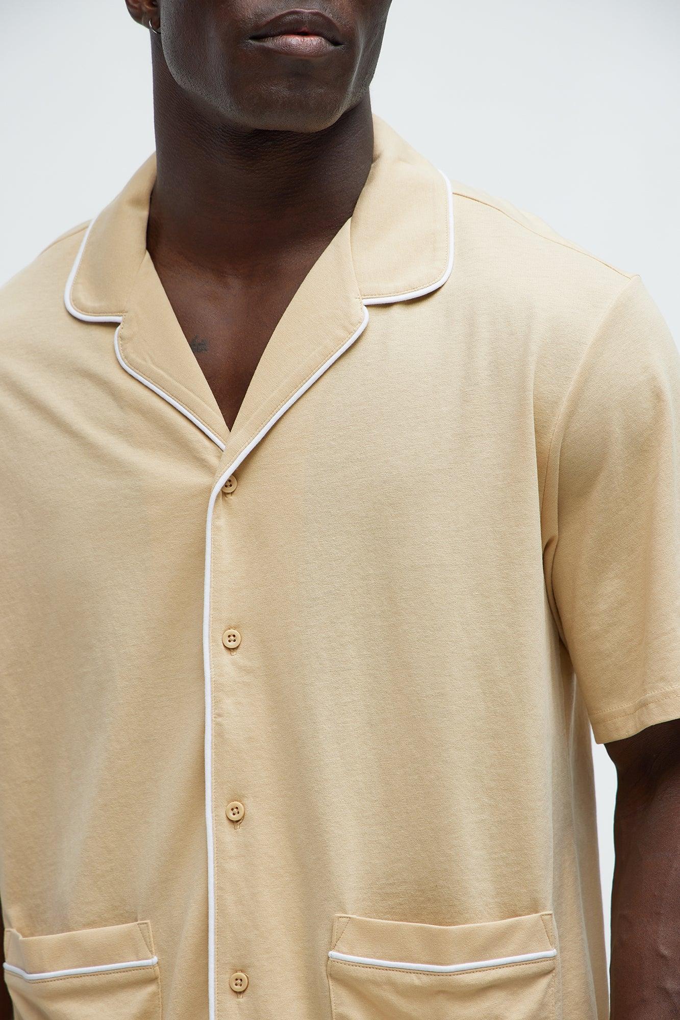 Modern Relaxed Pajama Short Sleeve - Khaki Product Image