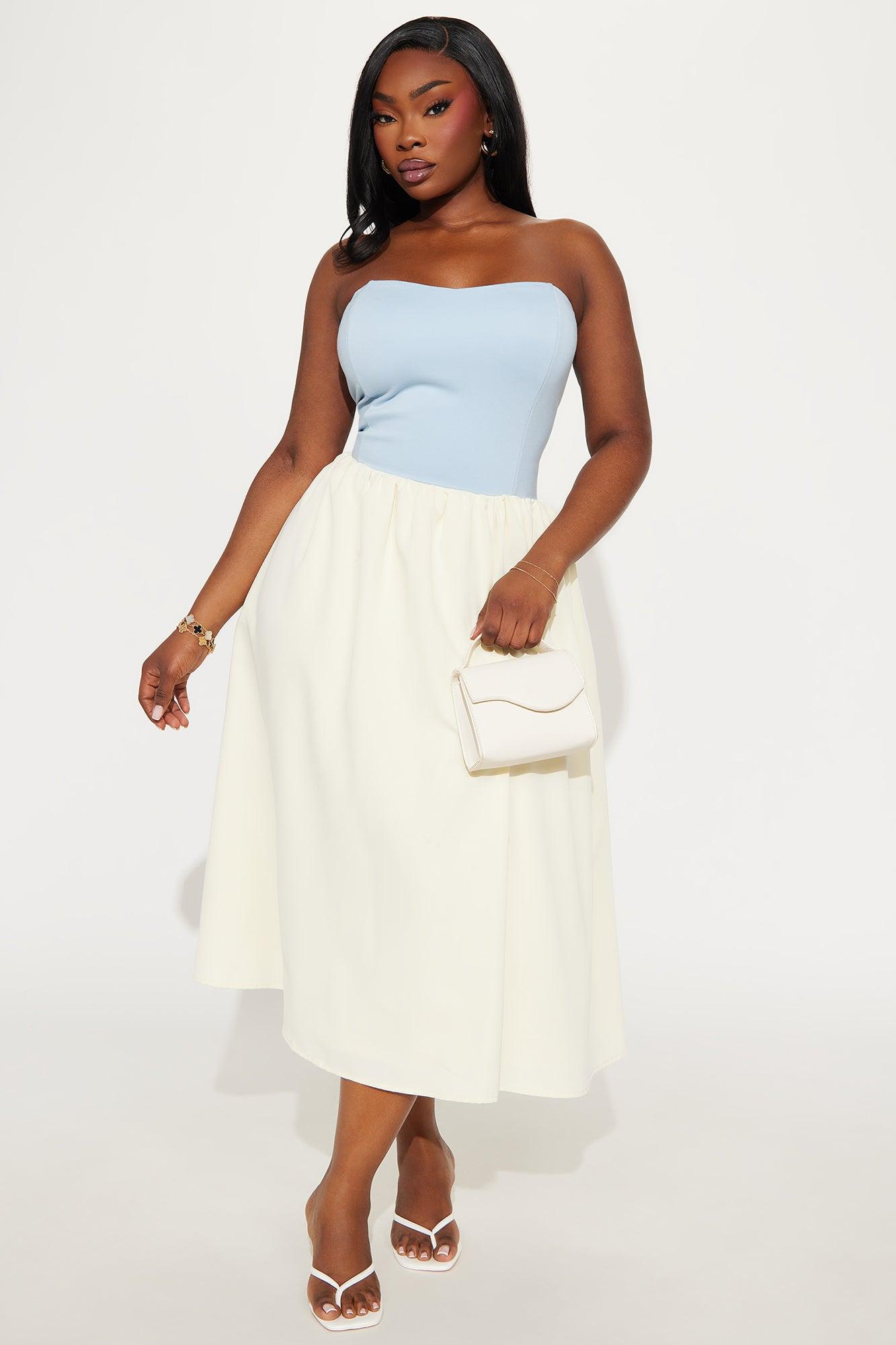 Gigi Strapless Midi Dress - Light Blue Product Image
