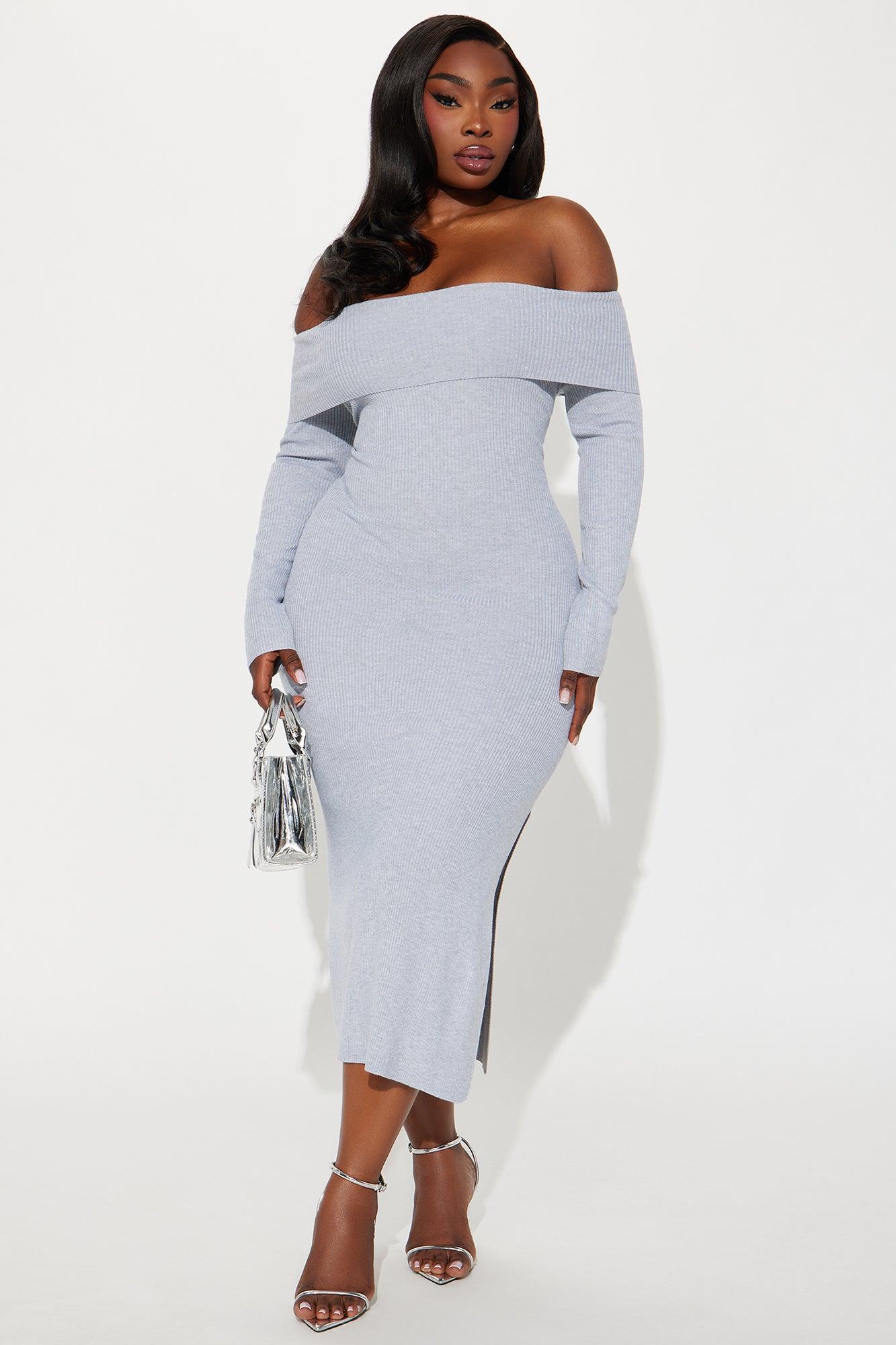 Sweater Weather Maxi Dress - Heather Grey Product Image