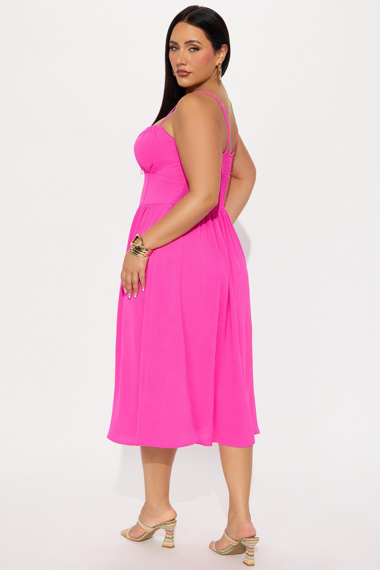 Lily Corset Midi Dress - Hot Pink Product Image