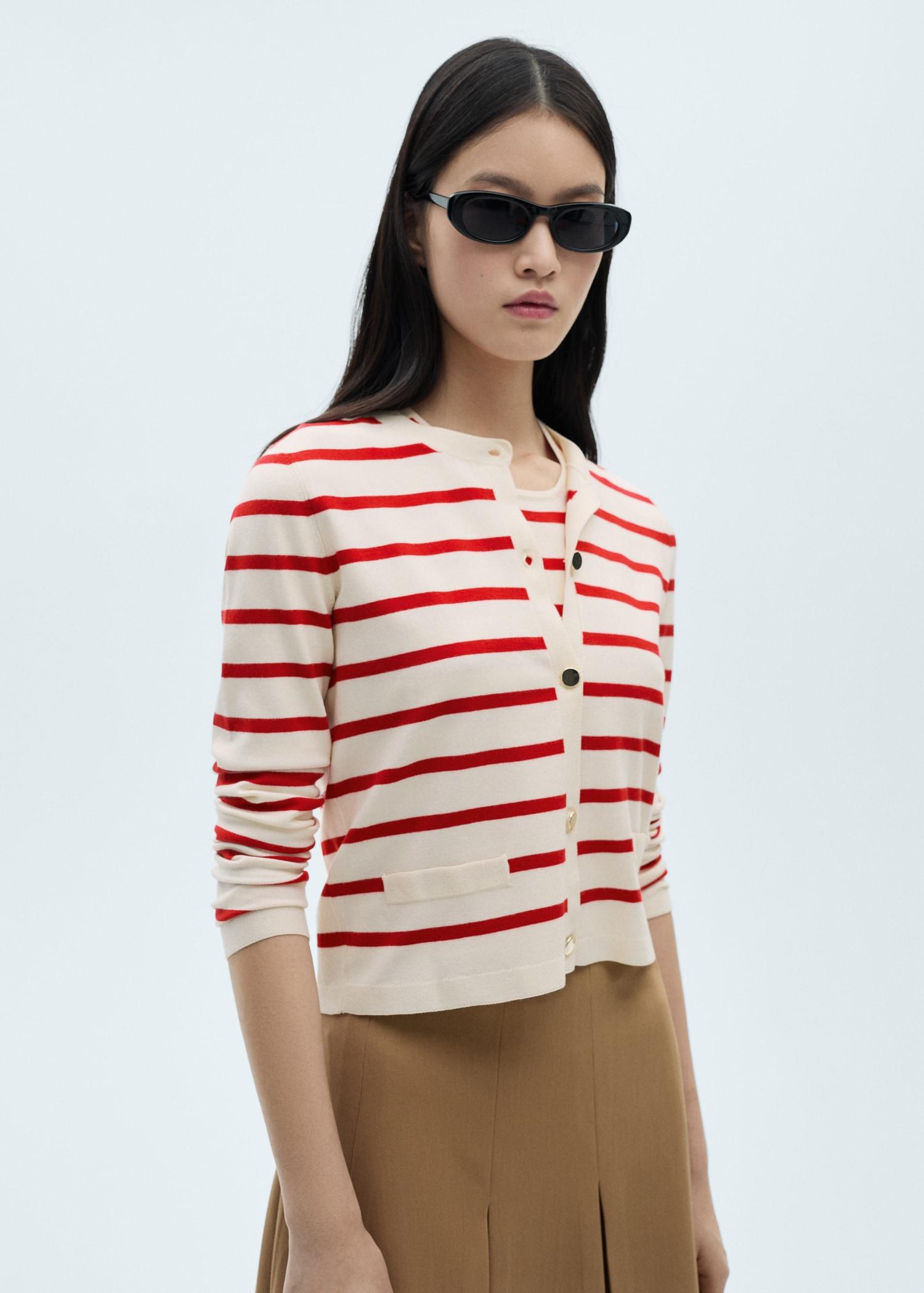 Striped knitted cardigan - Women | MANGO USA Product Image