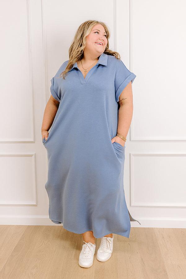 Cue The Casual T-shirt Midi Dress in Airy Blue Curves Product Image