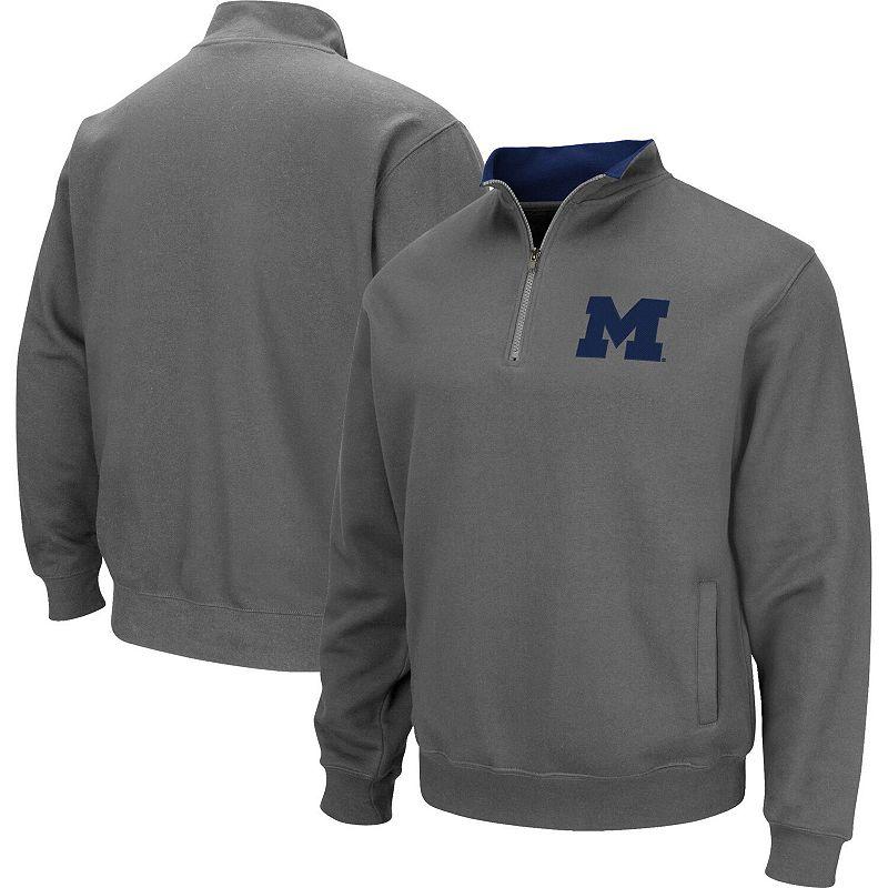 Men's Colosseum Charcoal Michigan Wolverines Big & Tall Tortugas Logo Quarter-Zip Sweatshirt,  Product Image