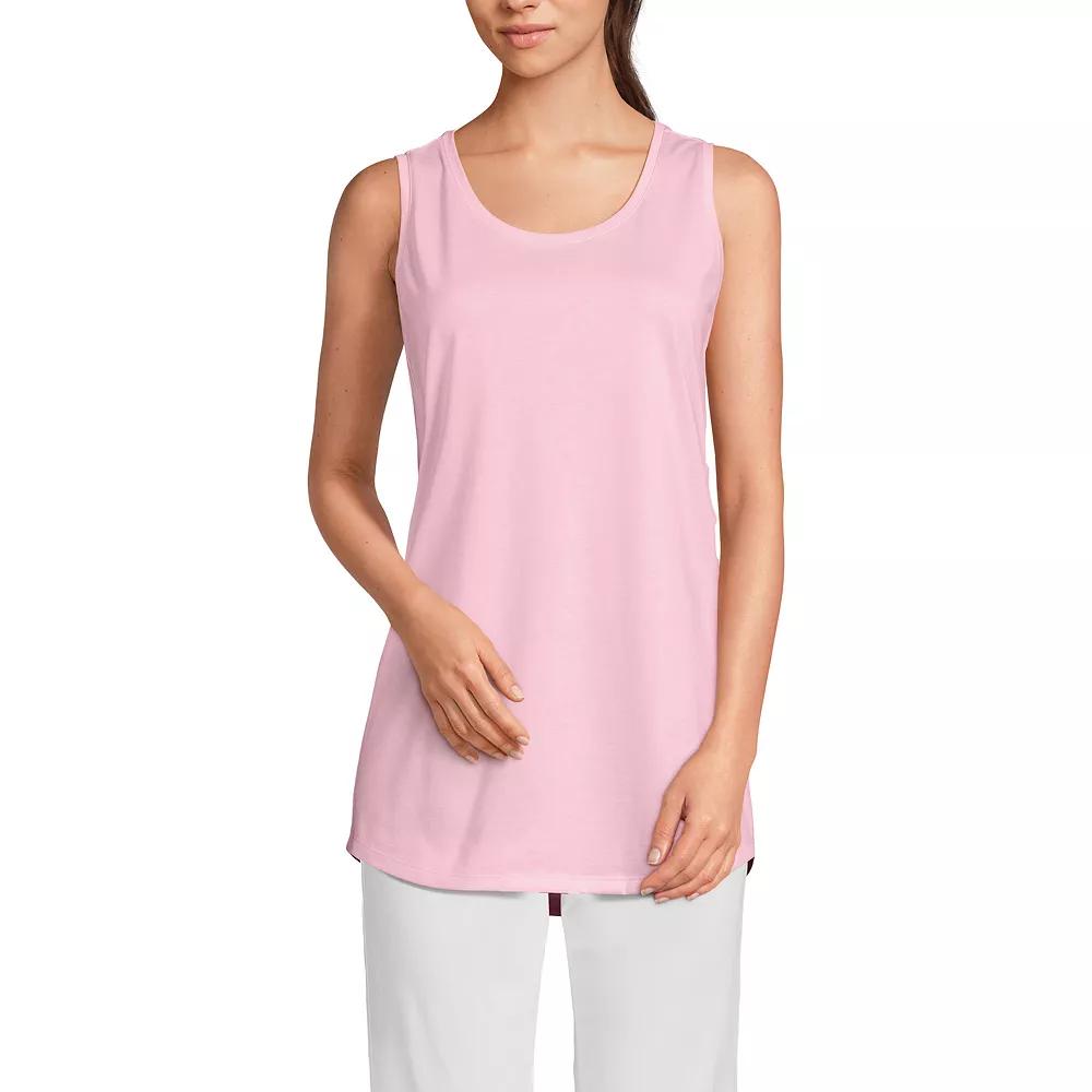 Women's Lands' End Supima Cotton Scoopneck Tunic Tank Top, Size: Large Tall, Light Rose Pink Product Image