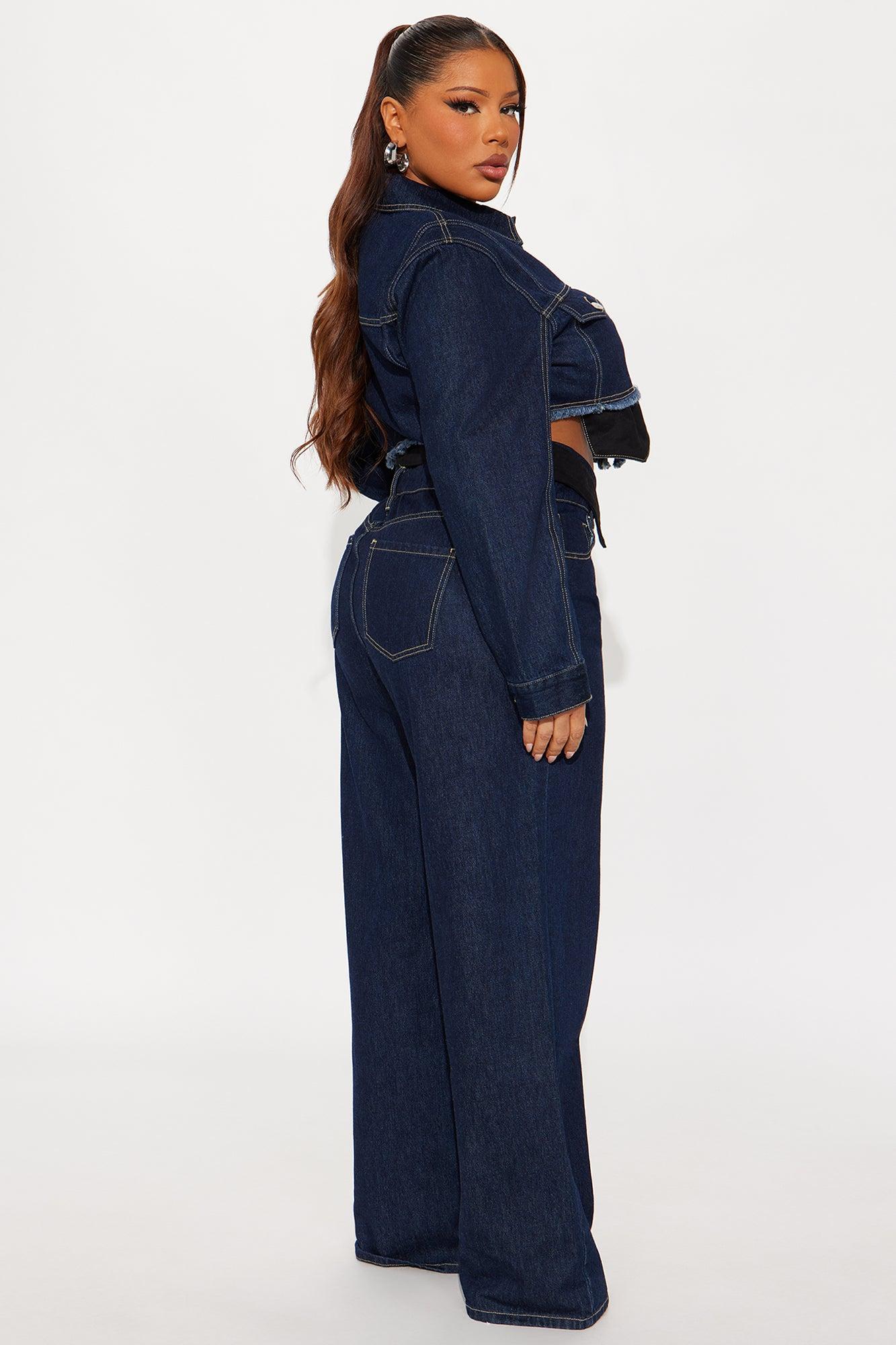 Nori Denim Washed Pant Set - Dark Denim Female Product Image