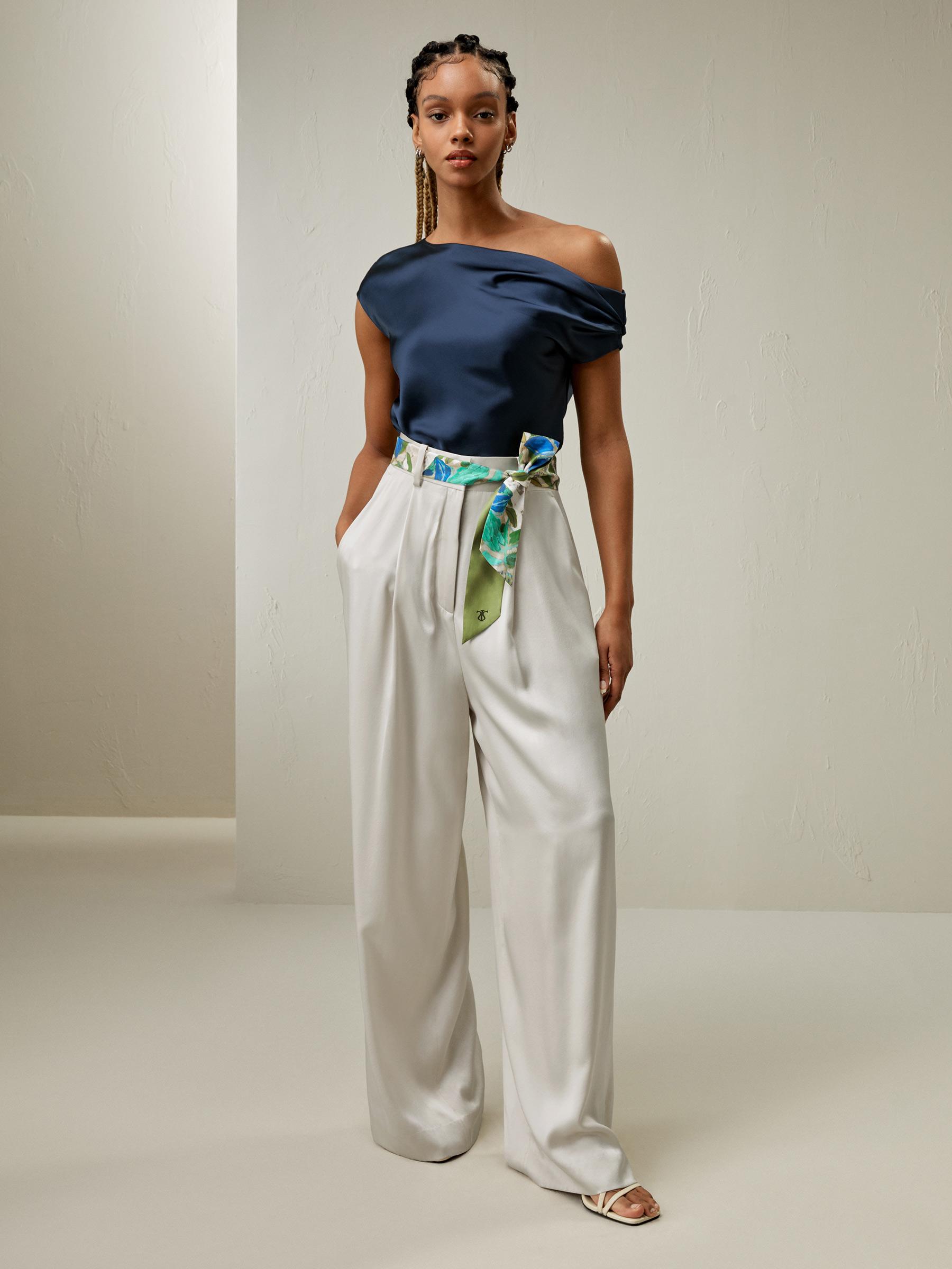 LILYSILK Female One Shoulder Silk Top - Silvergray Premium Silk - Perfect Wardrobe Staples Cowl Neck Silk Top 10 Product Image