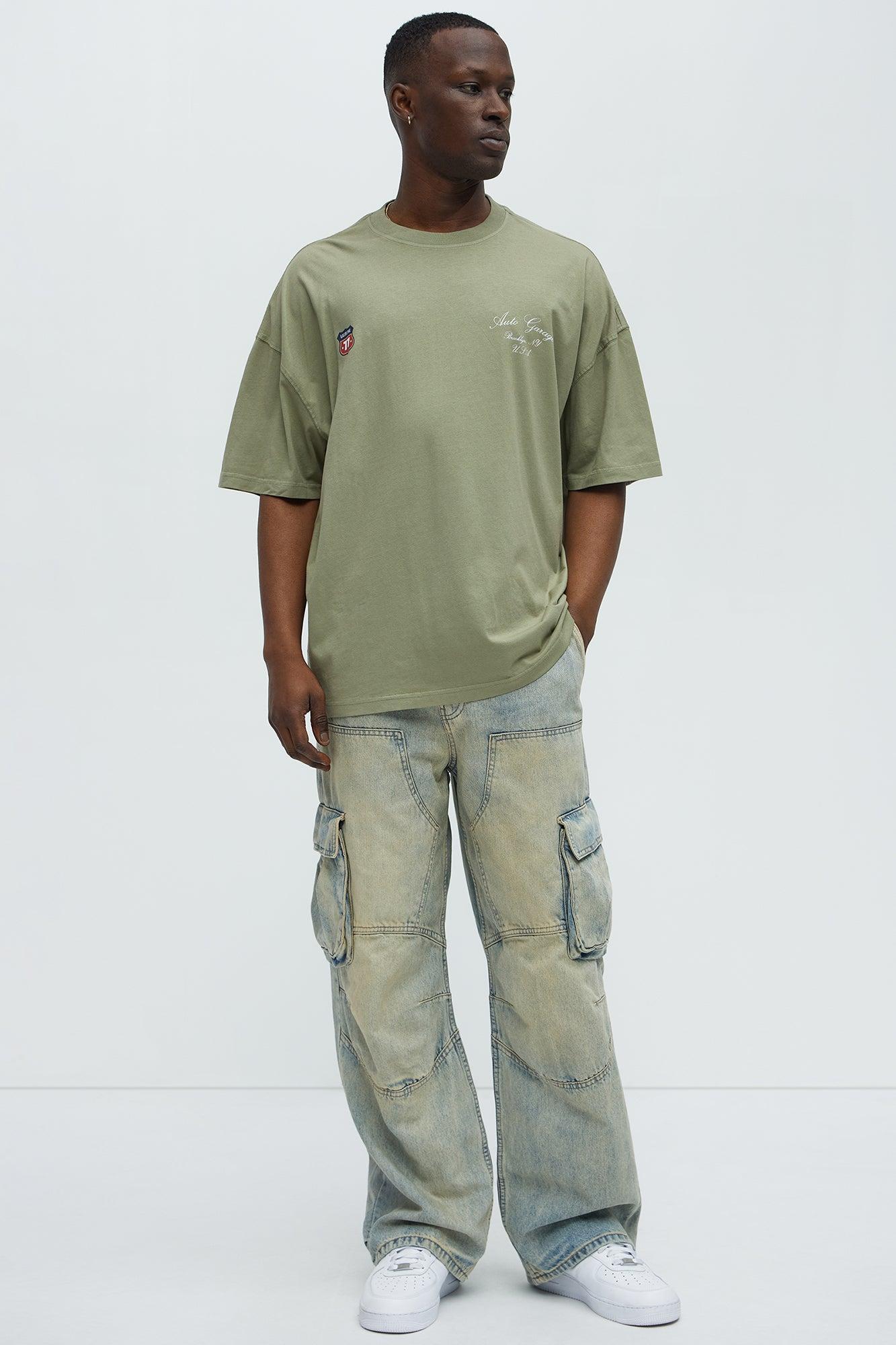 Brooklyn Auto Garage Oversized Short Sleeve Tee - Olive Male Product Image