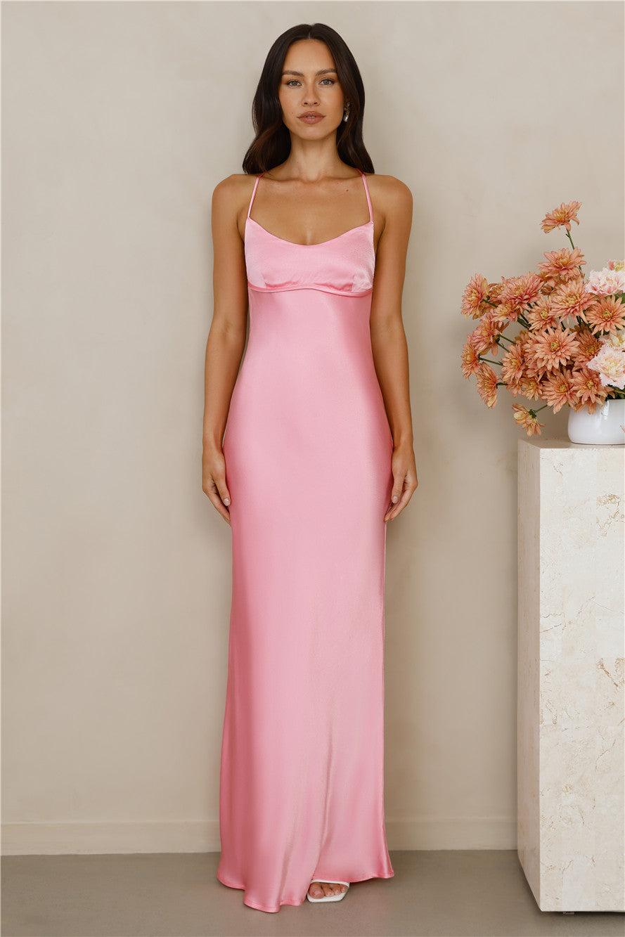 The Samara Satin Maxi Dress Candy Product Image