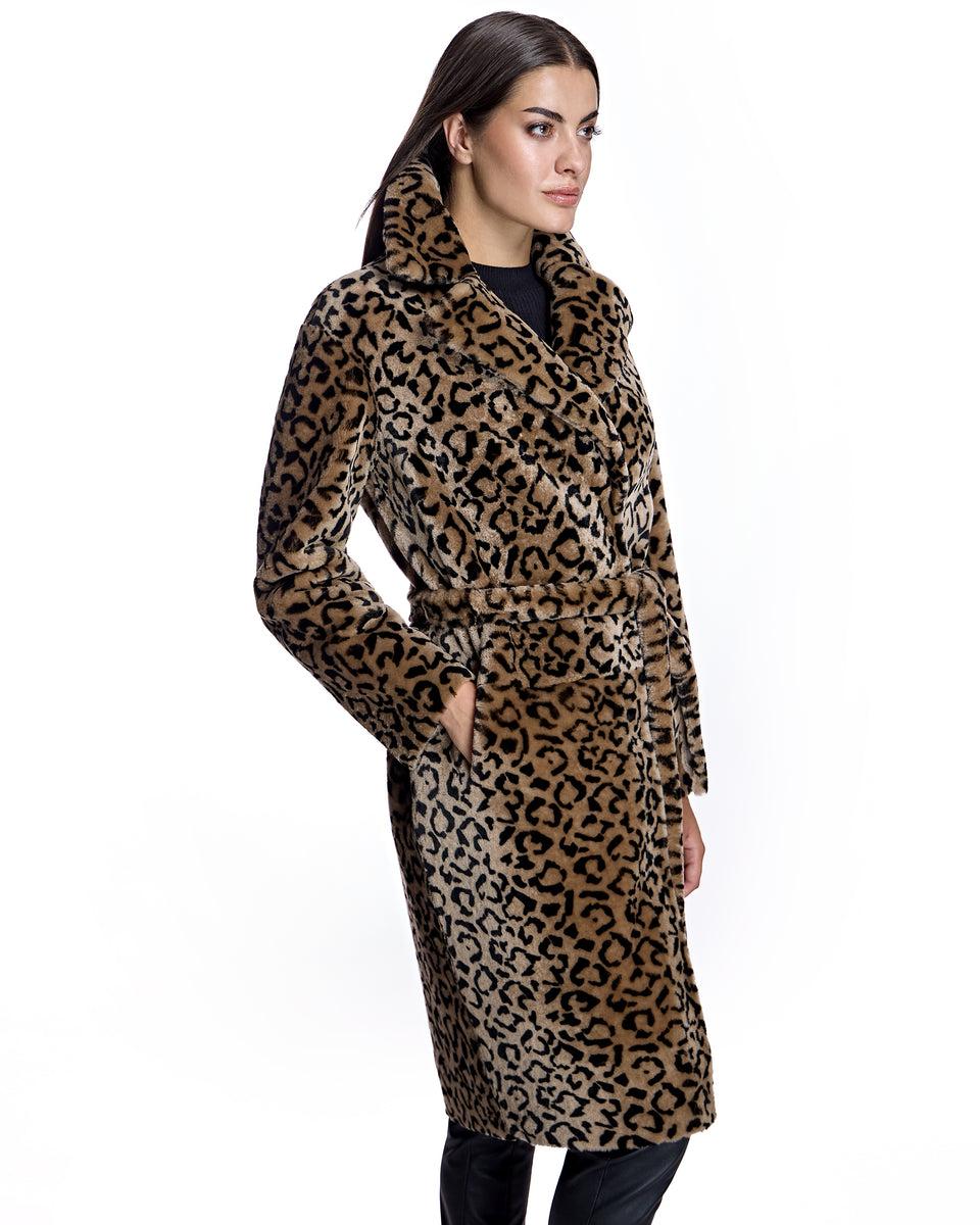 Maximilian Julia & Stella Animal Printed Shearling Coat Product Image