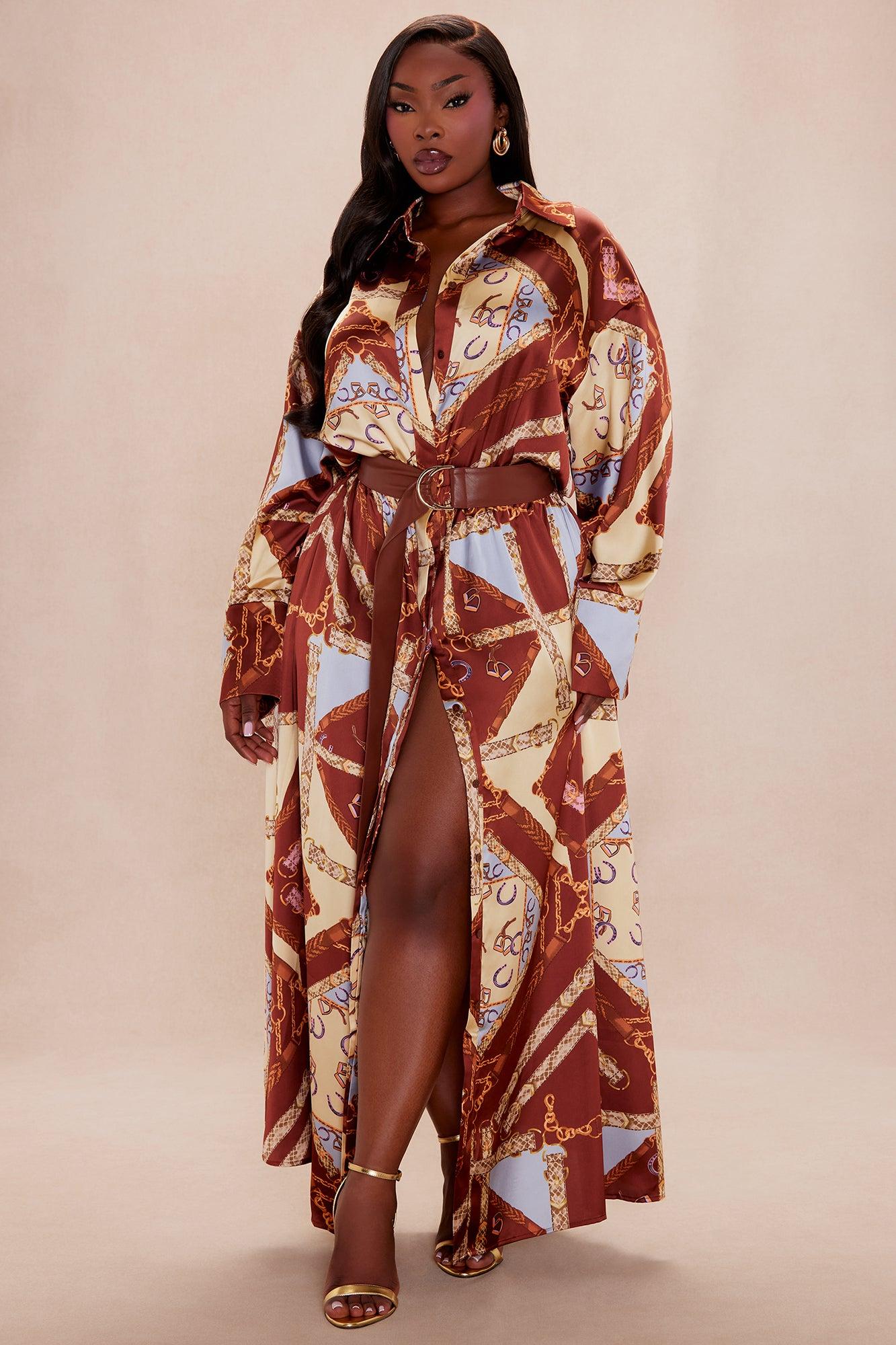 Paula Satin Maxi Dress - Brown/combo Female Product Image