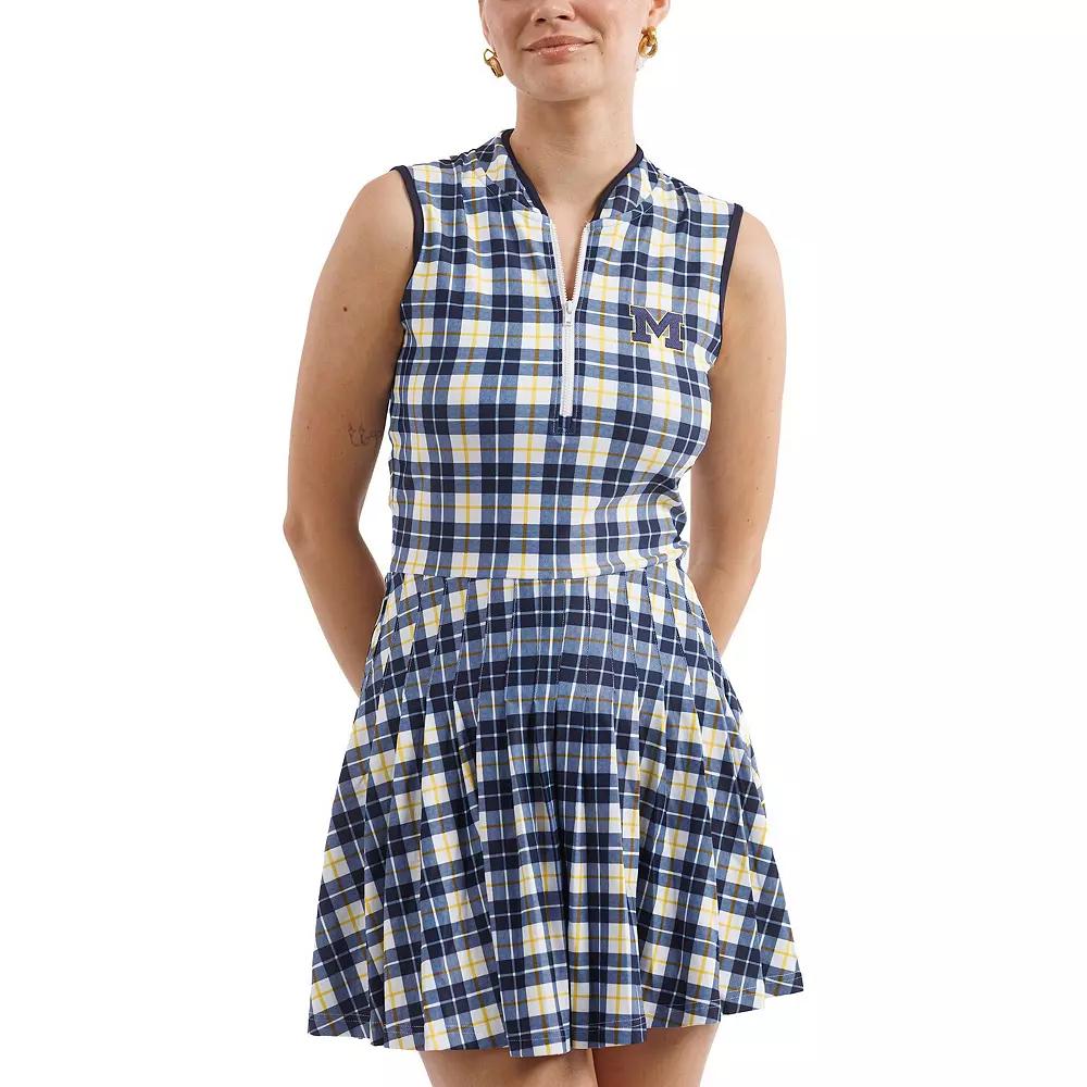 Women's Smith & Quinn Navy/Maize Michigan Wolverines Tailgate Collection Mackenzie Pleated Dress, Size: Medium, Blue Product Image