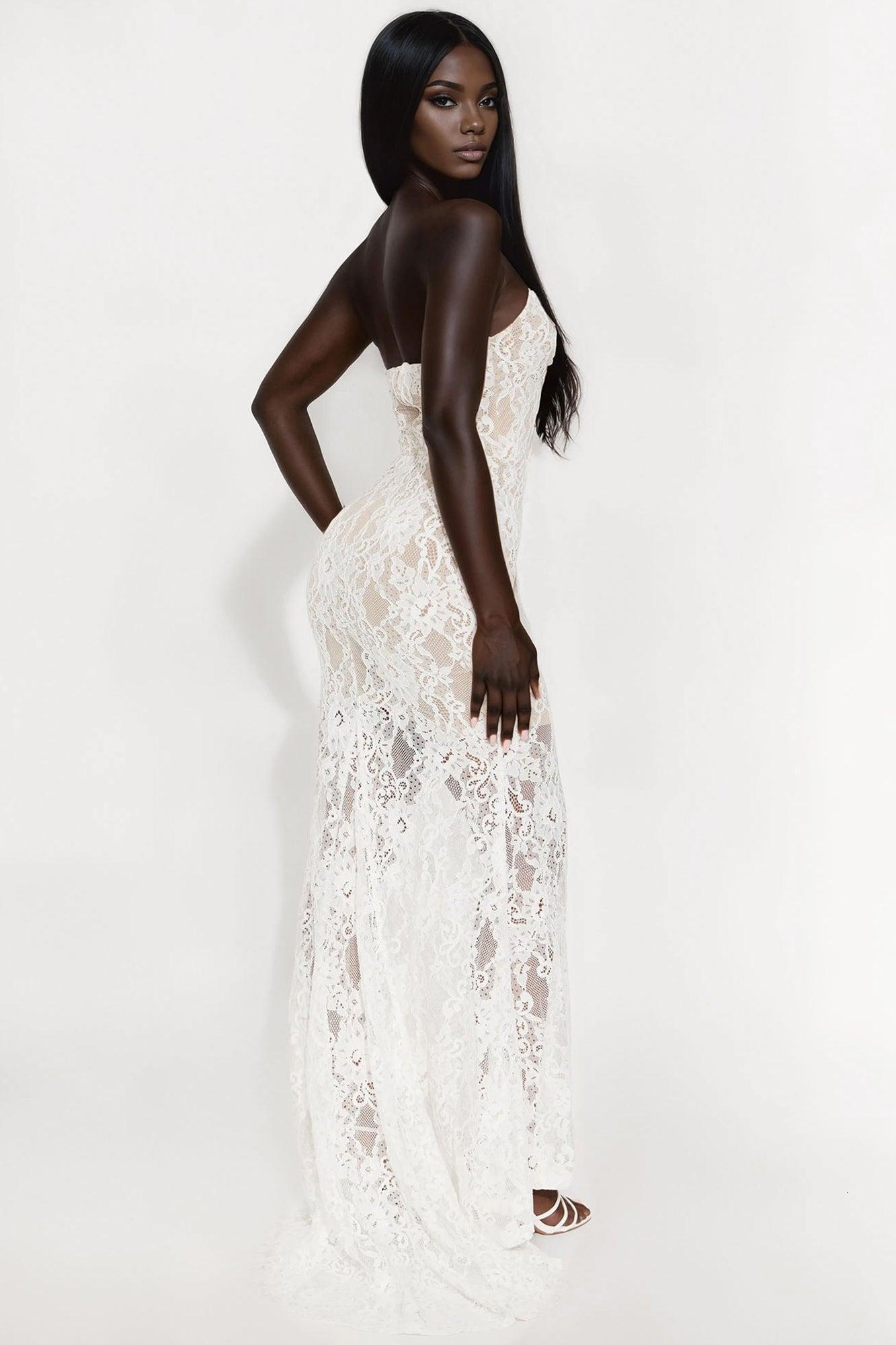Hanna Sheer Lace Maxi Dress - White Female Product Image