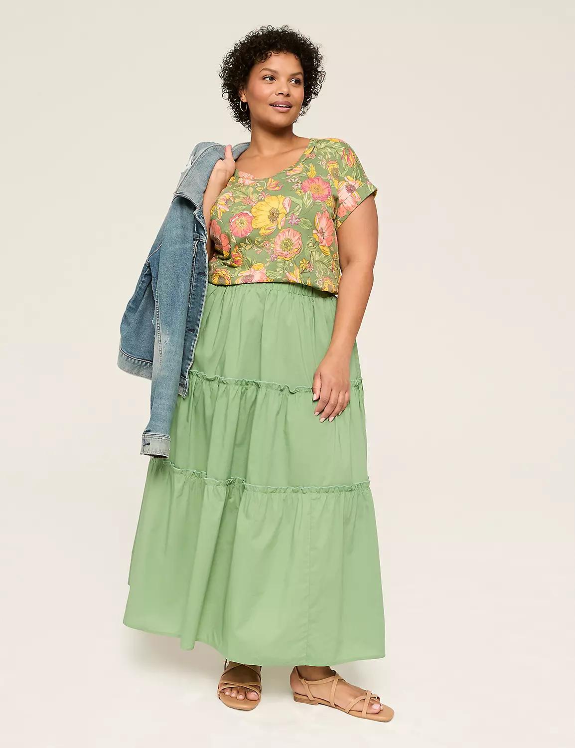 Roll-Sleeve Scoop-Neck Tee Product Image