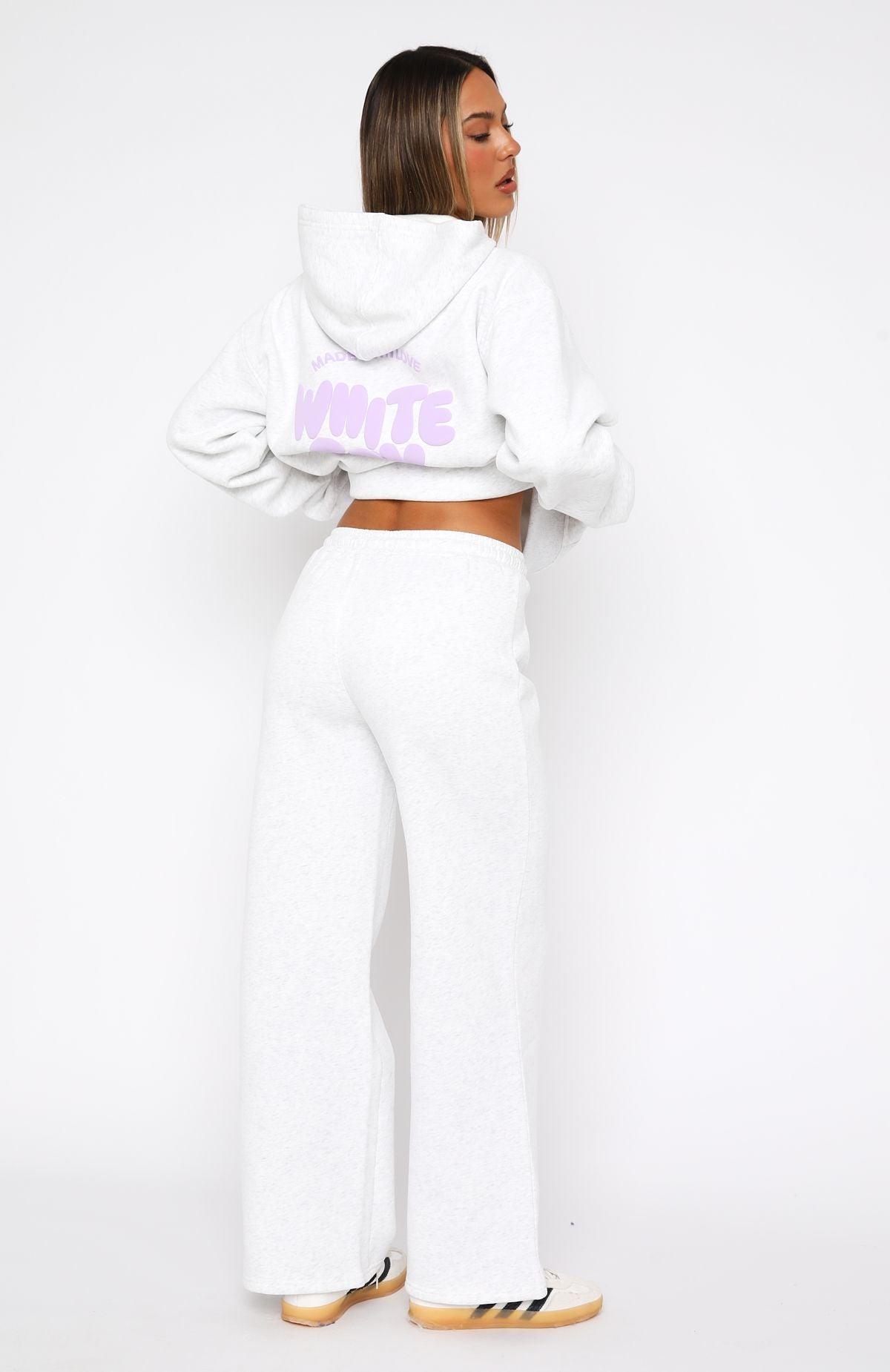 With Love For You Wide Leg Sweatpants Grey Marle Product Image