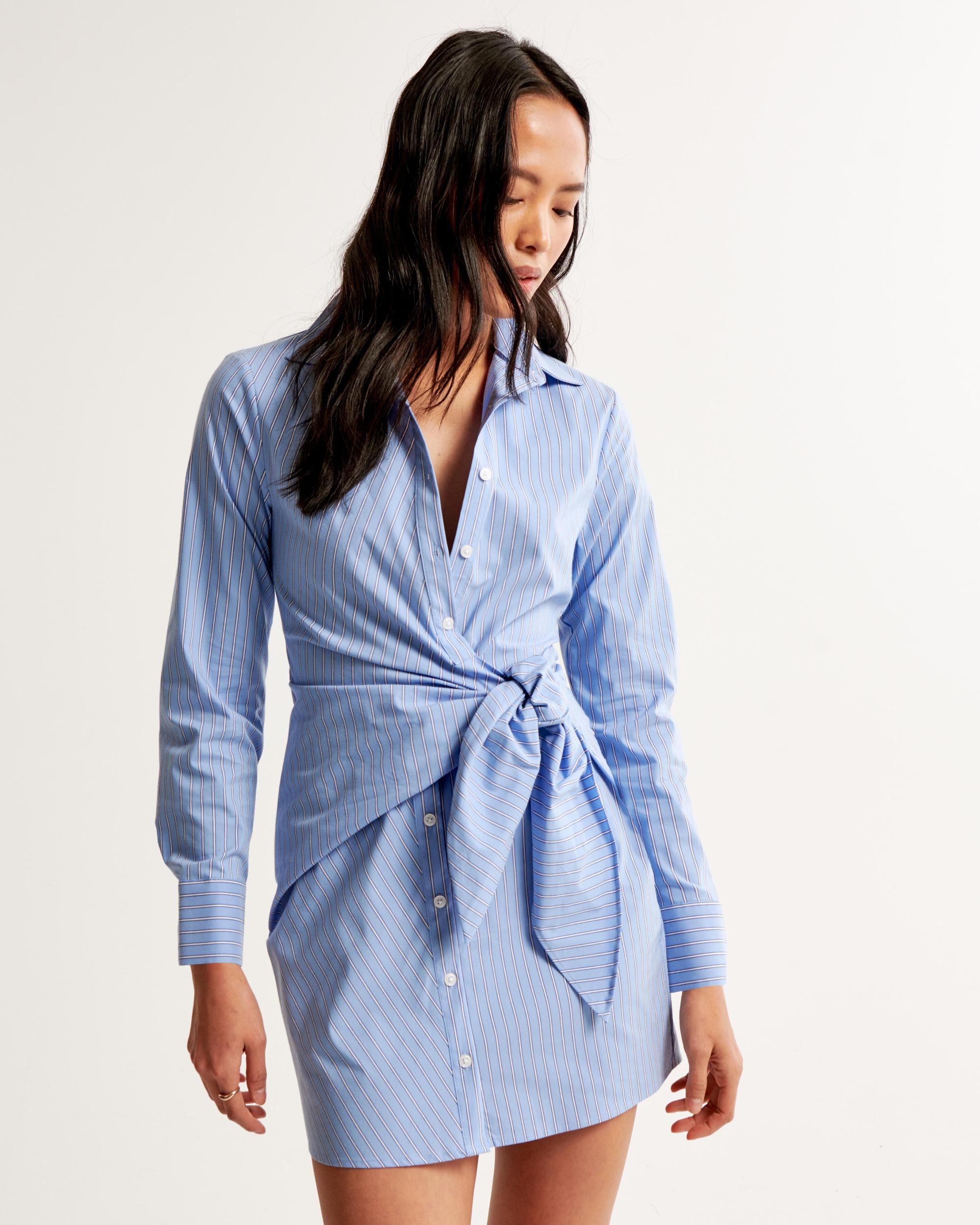 Long-Sleeve Wrap Shirt Dress Product Image