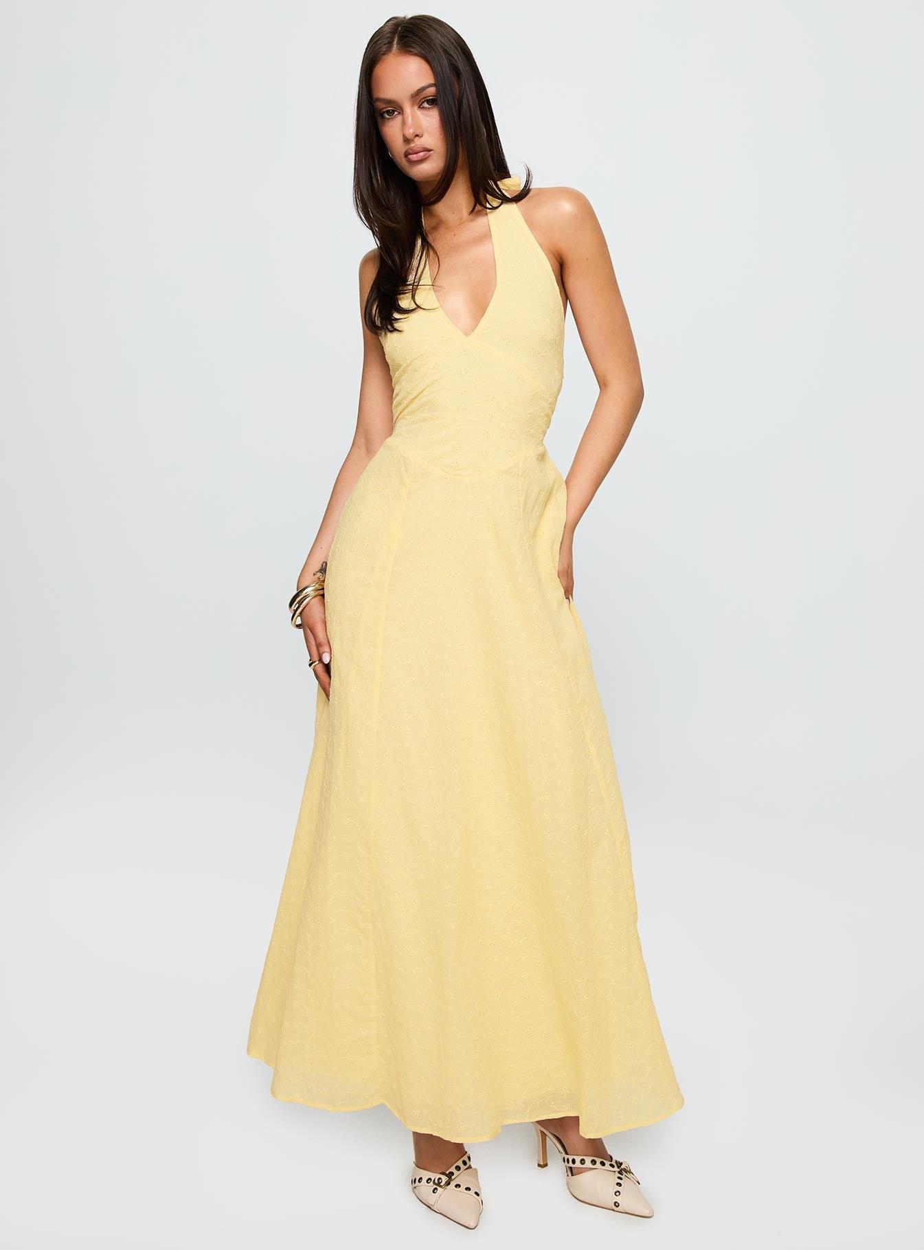 Summer State Halter Maxi Dress Yellow Product Image