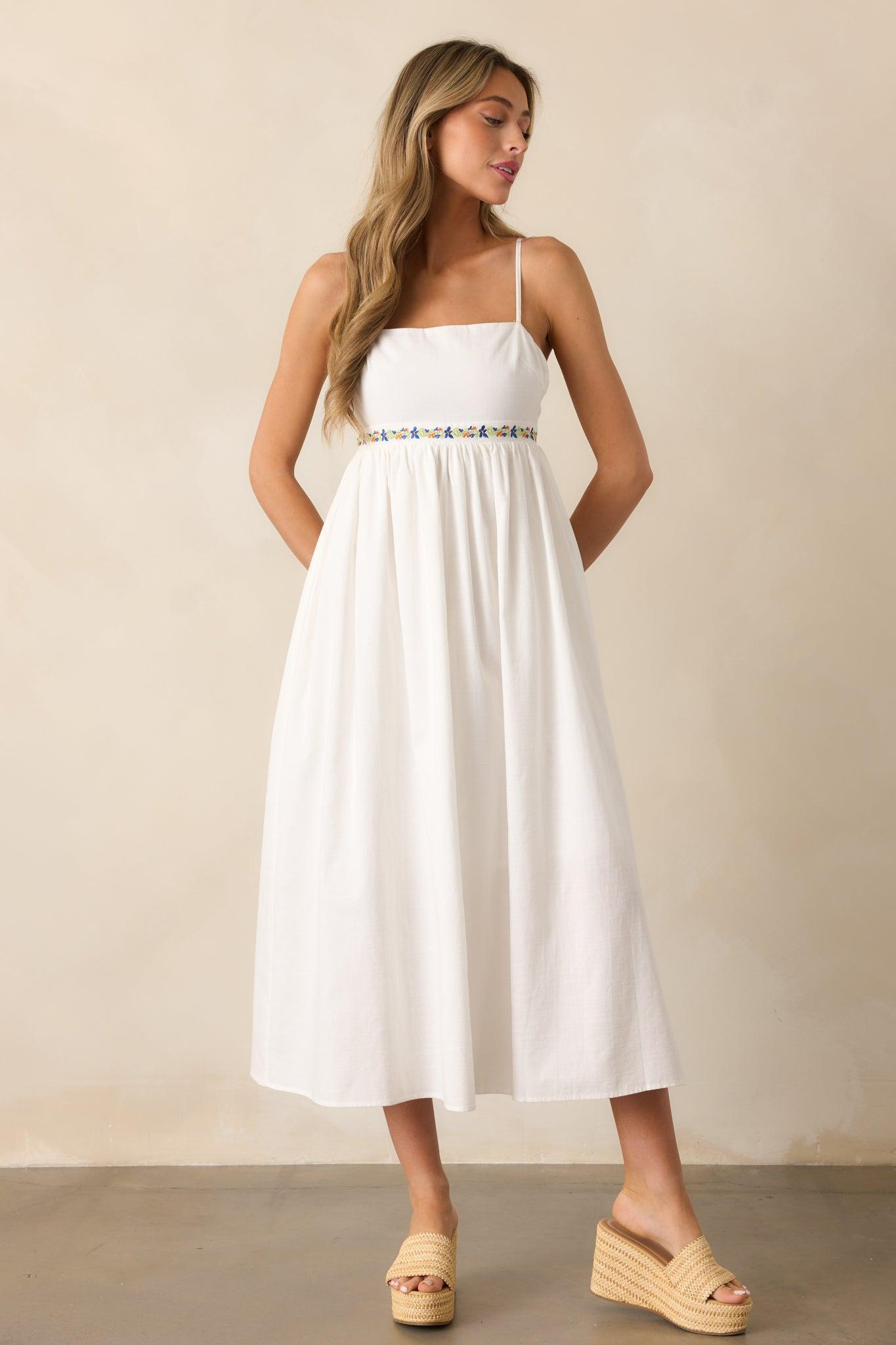 MINKPINK Elini Ivory Embroidered Midi Dress Product Image
