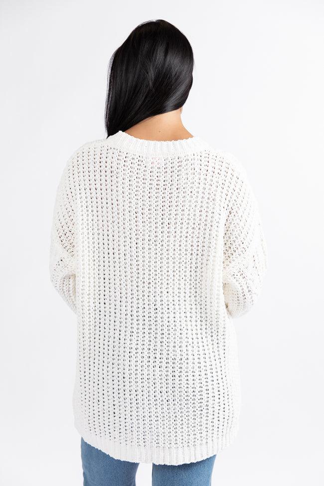 Wide Open Spaces Ivory Oversized Chenille Crew Neck Sweater FINAL SALE Product Image