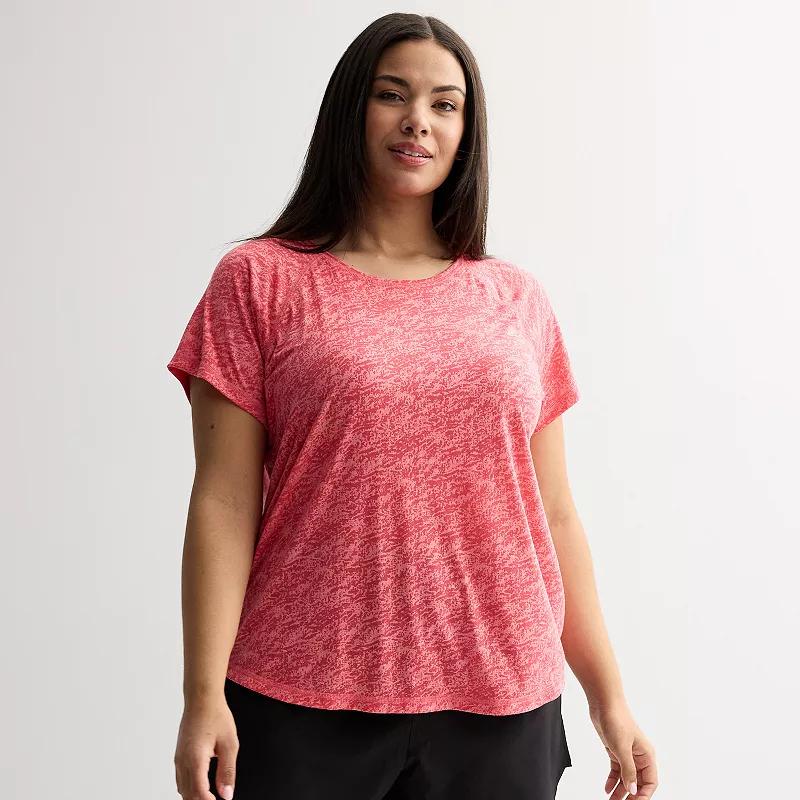 Plus Size Tek Gear® Core Raglan Tee, Women's, Size: 2XL, Green Burnout Product Image