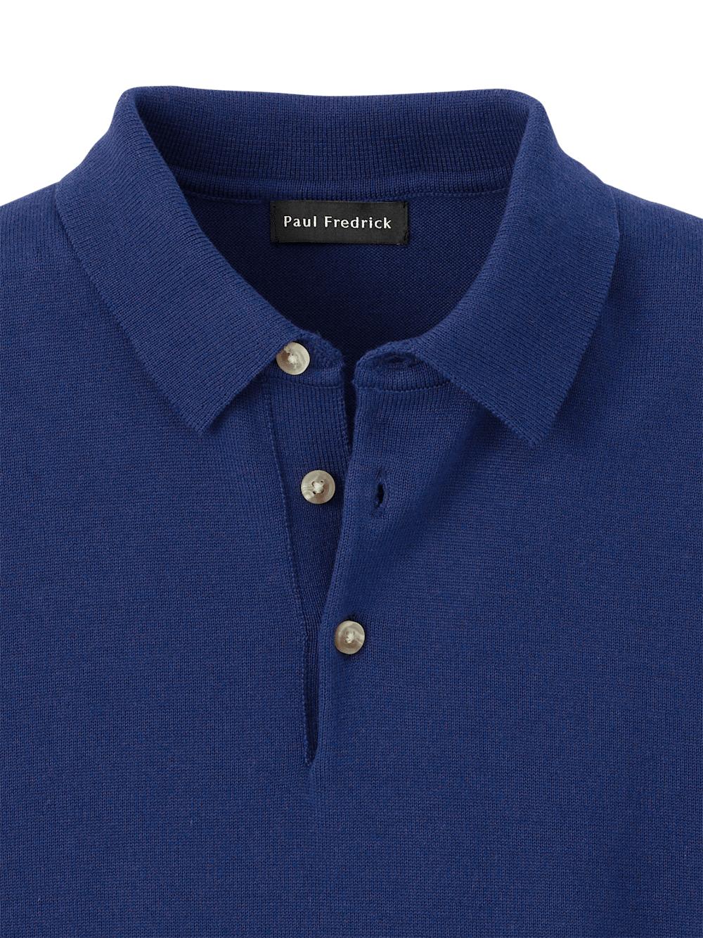 Supima Cotton Three Button Polo - Navy Product Image