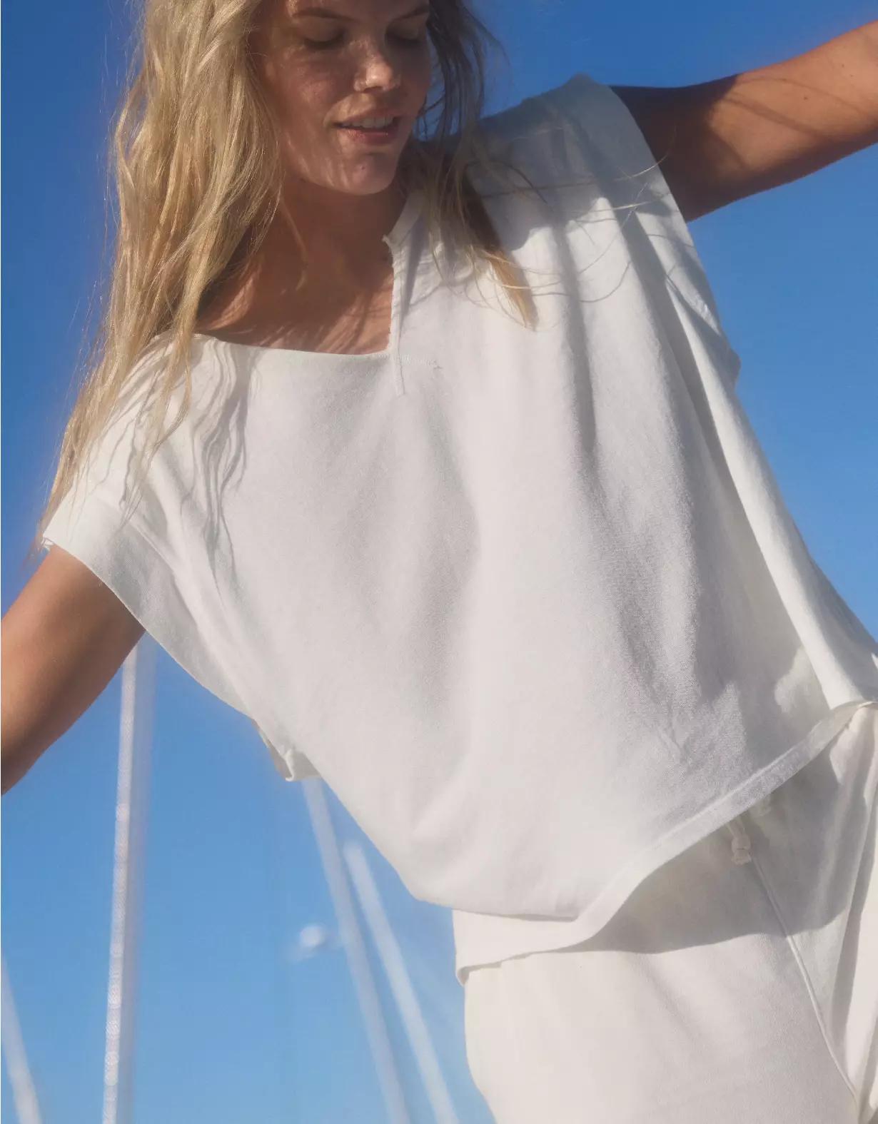 Aerie Summer Breeze Notch Neck T-Shirt Product Image
