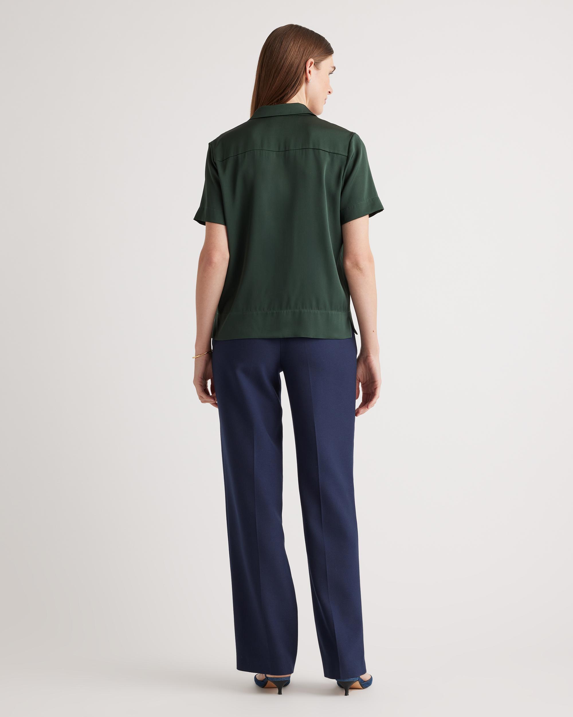 Quince | Women's Washable Stretch Silk Short Sleeve Notch Collar Blouse Size XL, Mulberry Silk Product Image