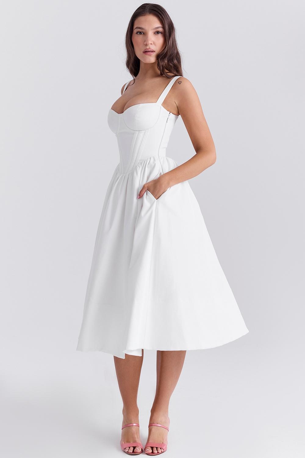 Kelly  white corset midi sundress Product Image