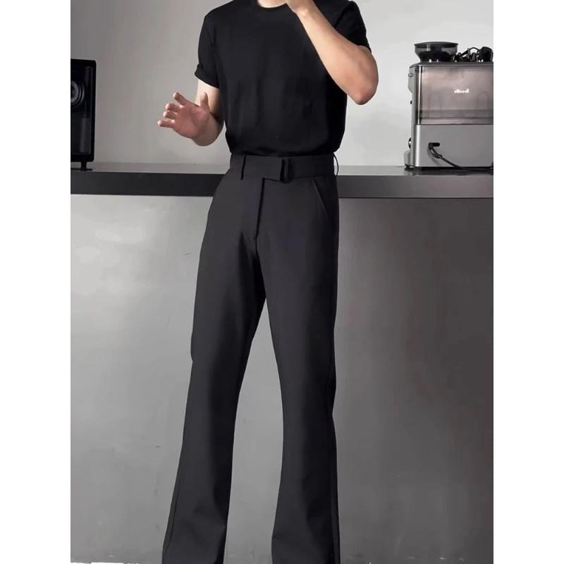 Mid Rise Plain Flared Dress Pants Product Image