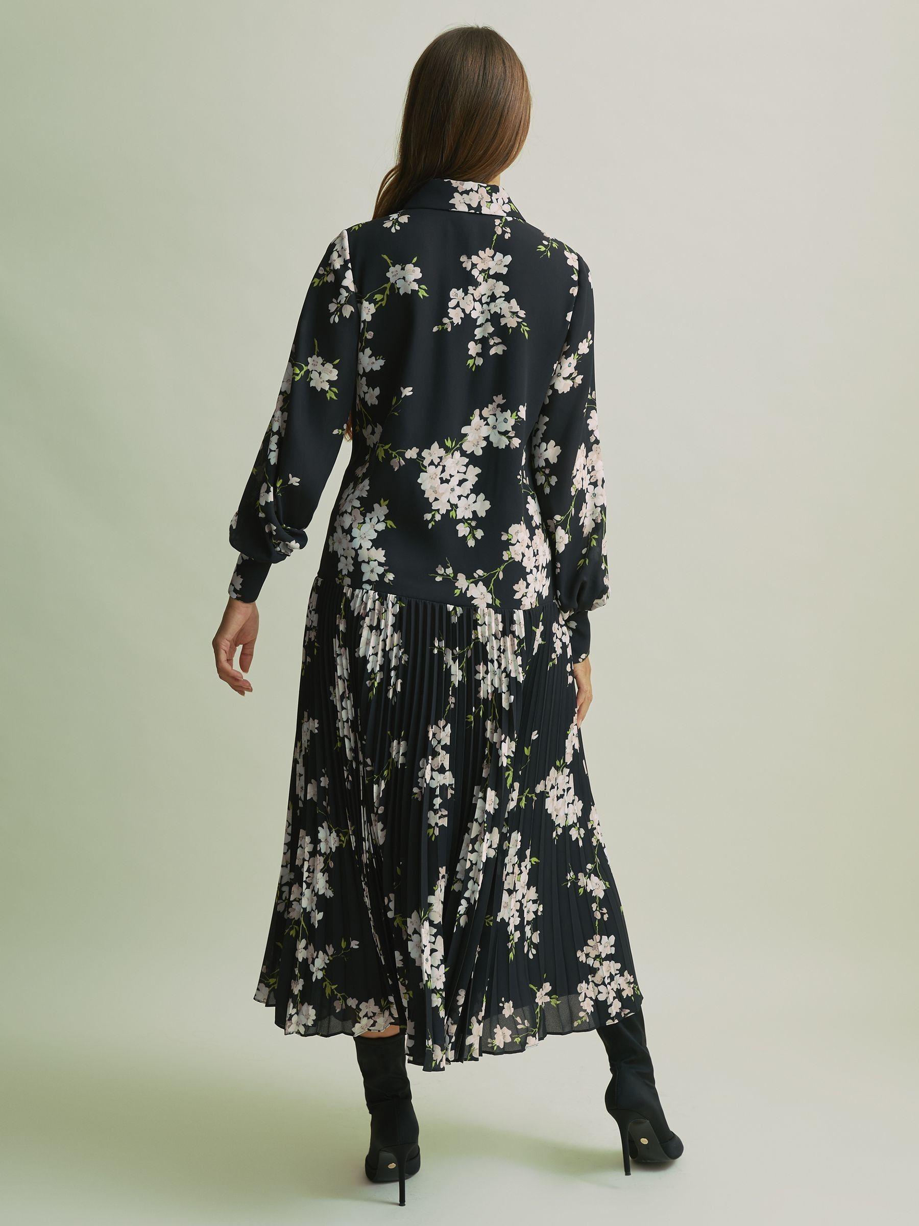 Florere Dropped Waist Shirt Midi Dress in Black Product Image