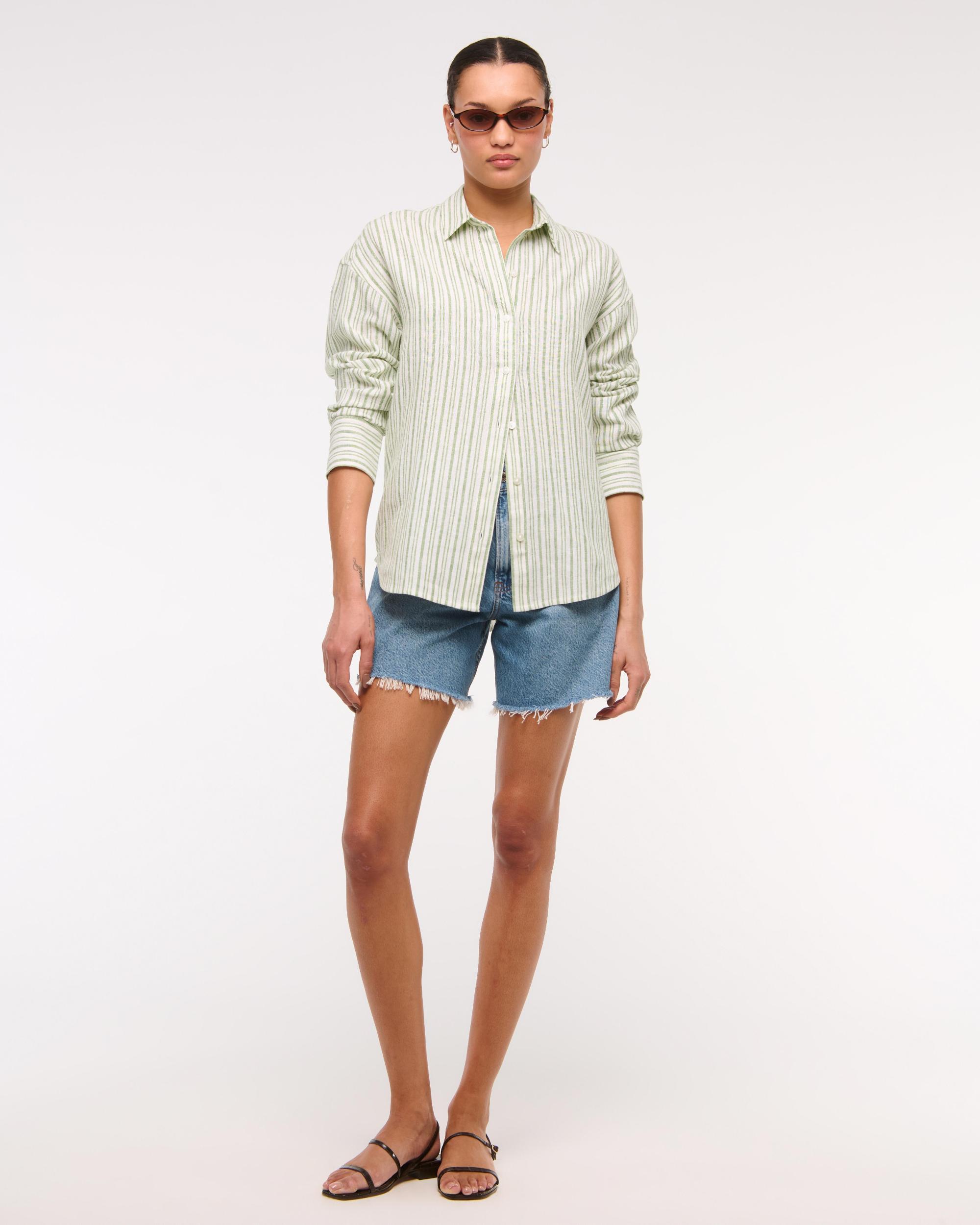 Oversized Linen-Blend Shirt Product Image