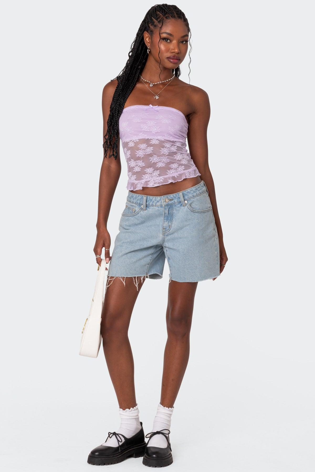 Ballet Sheer Lace Tube Top Product Image