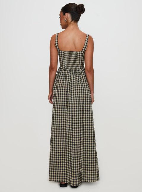 Cartmel Check Maxi Dress Black / Cream Product Image