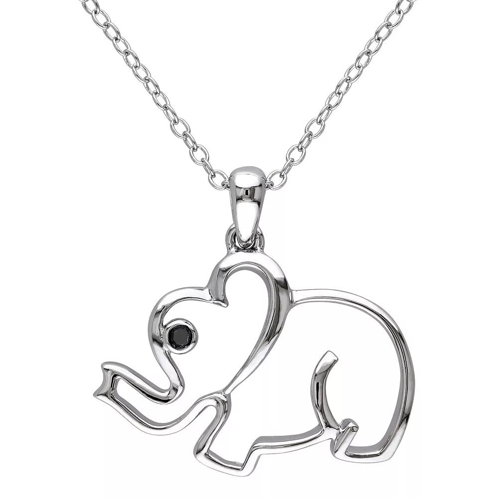 Stella Grace Sterling Silver Black Diamond Accent Elephant Pendant Necklace, Women's, Size: 18" Product Image
