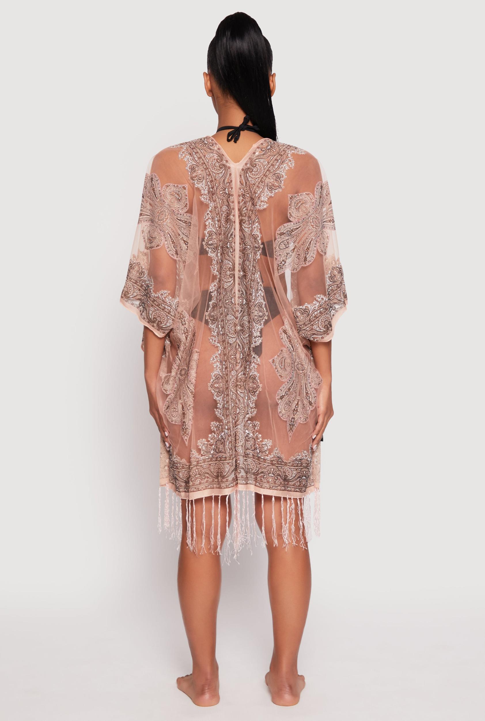 Paisley Pattern Fringe Cover Up Kimono Female Product Image