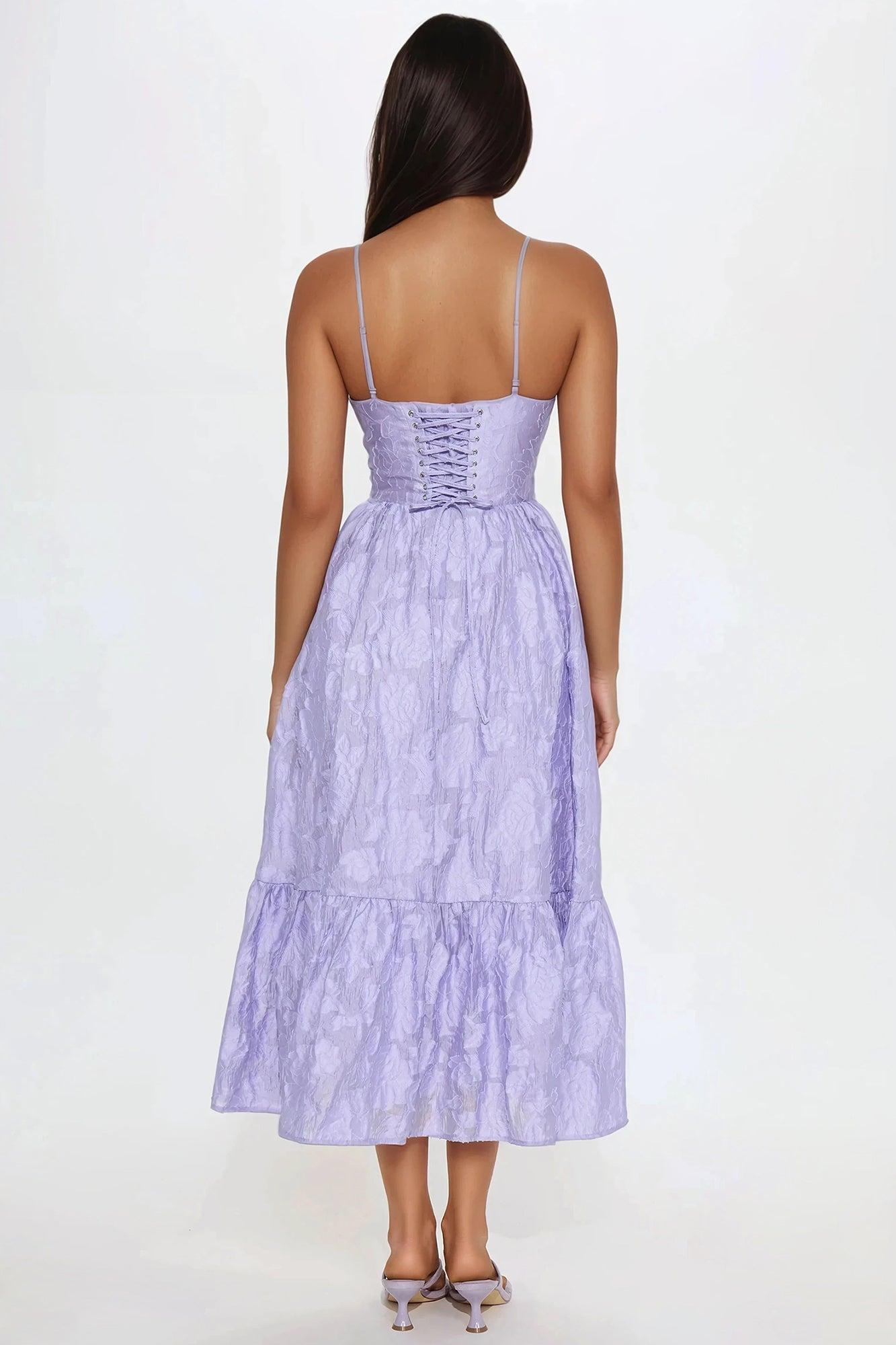 Blissful Evening Jacquard Midi Dress - Lavender Product Image