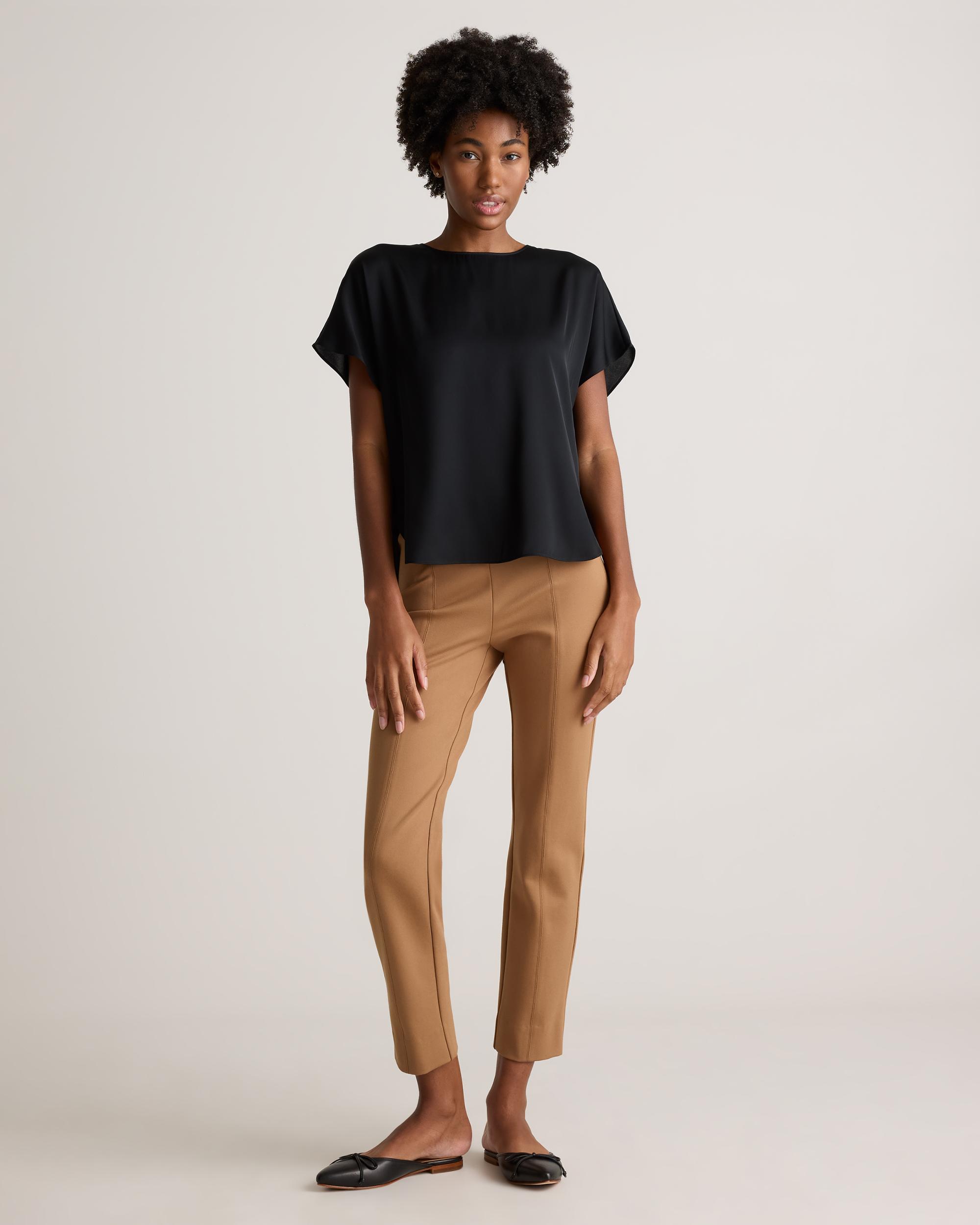 Quince | Women's Washable Stretch Silk Split Hem T-Shirt Size XL, Mulberry Silk Product Image