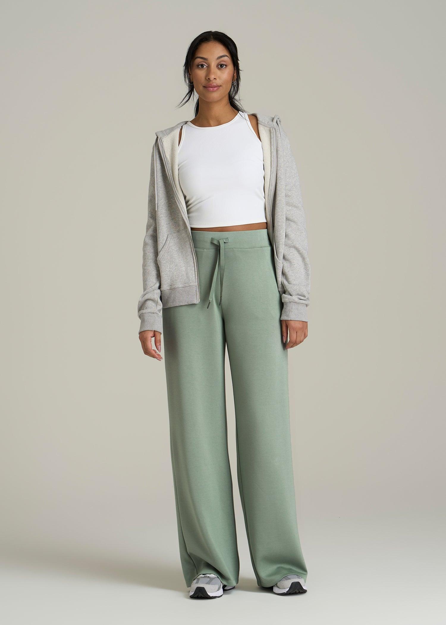Pull-On Tie Waist Wide Leg Pants for Tall Women in Seagrass Female Product Image