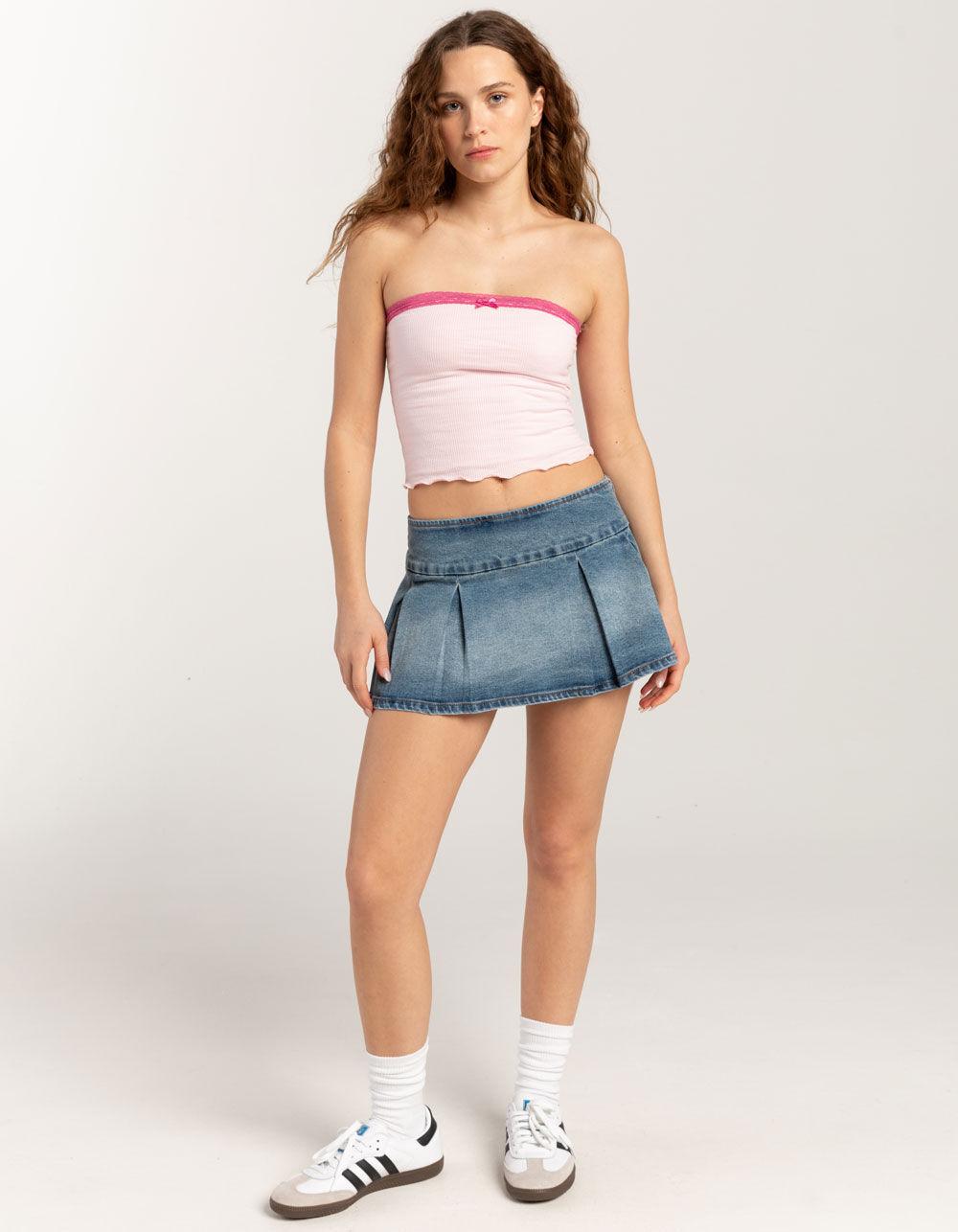 RSQ Womens Lace Trim Tube Top - PINK Product Image