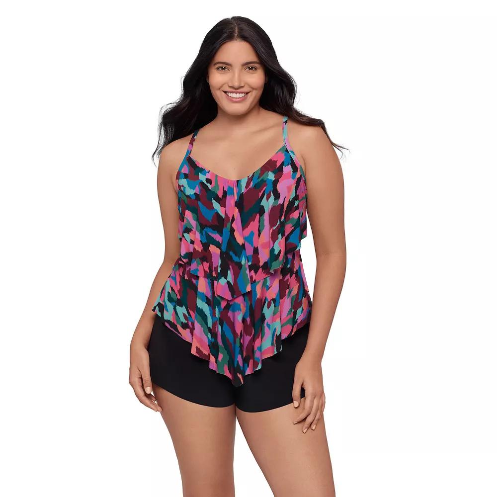 Women's Trimshaper Collage Patch Ronnie Tankini Swim Top, Size: 10 Product Image