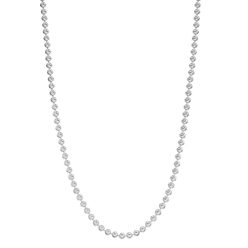 Sterling Silver Moon Cut Beaded 20 in. Necklace, Women's, Size: 20" Product Image